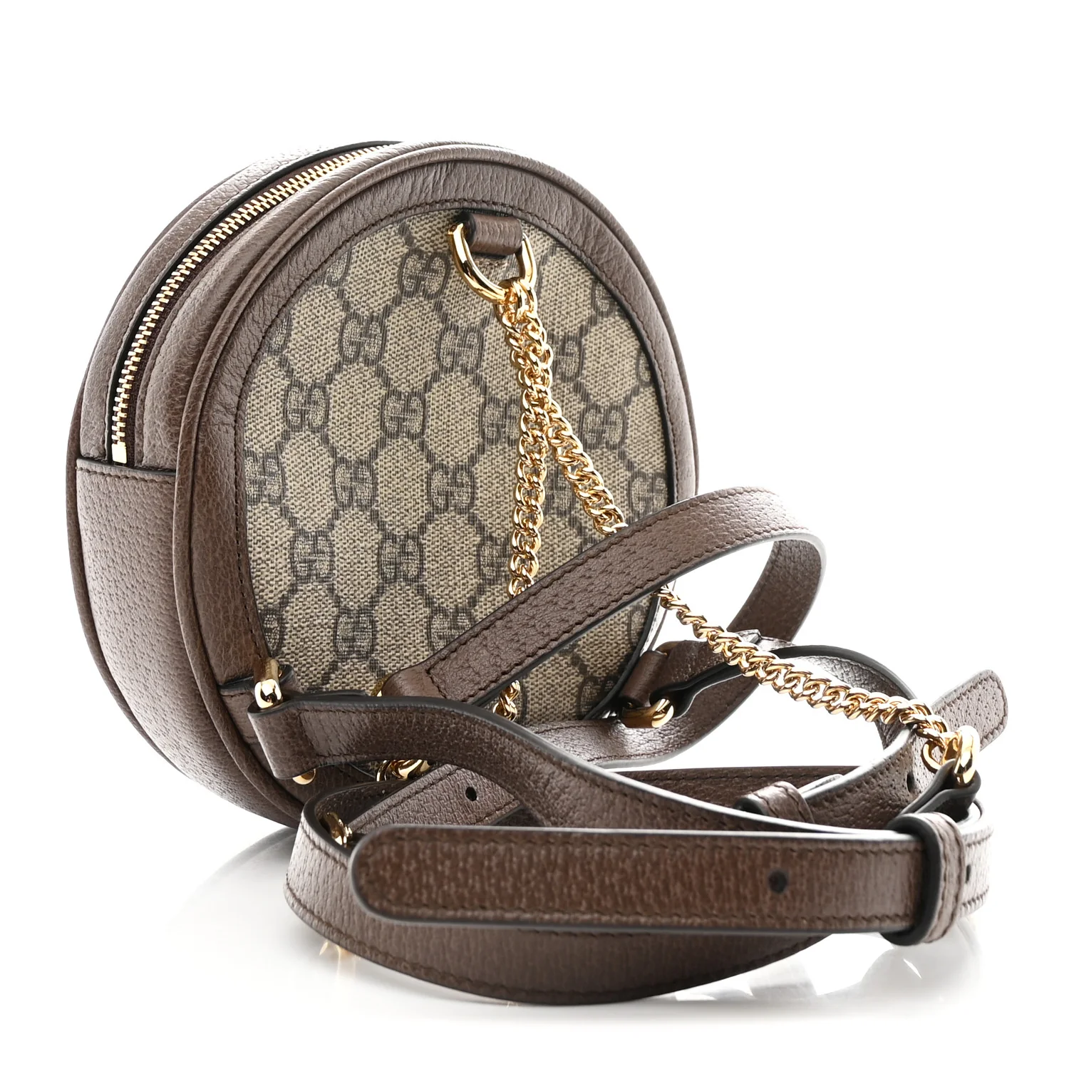 GG Supreme Monogram Web Mini Ophidia Round Backpack Brown - Image 3