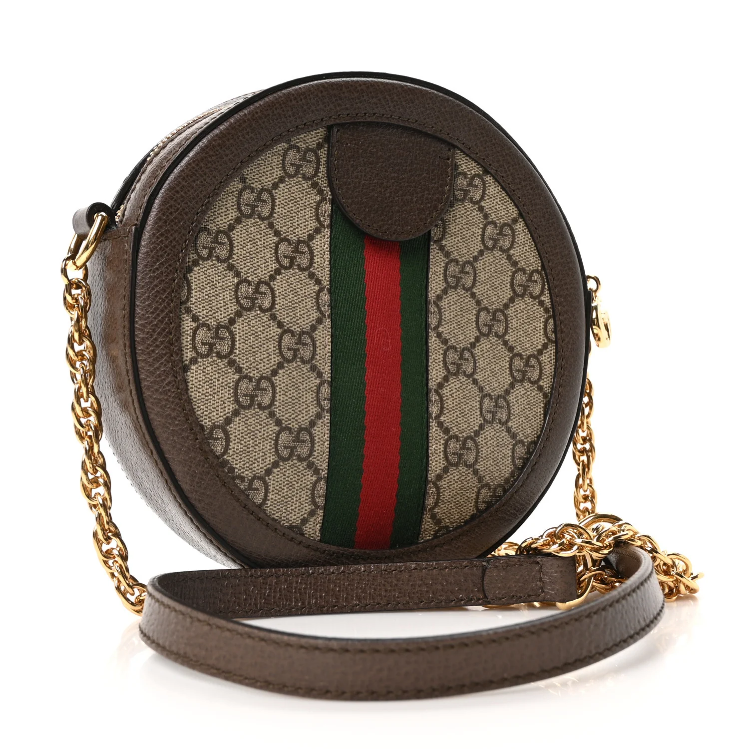 GG Supreme Monogram Web Mini Ophidia Round Shoulder Bag Brown - Image 3