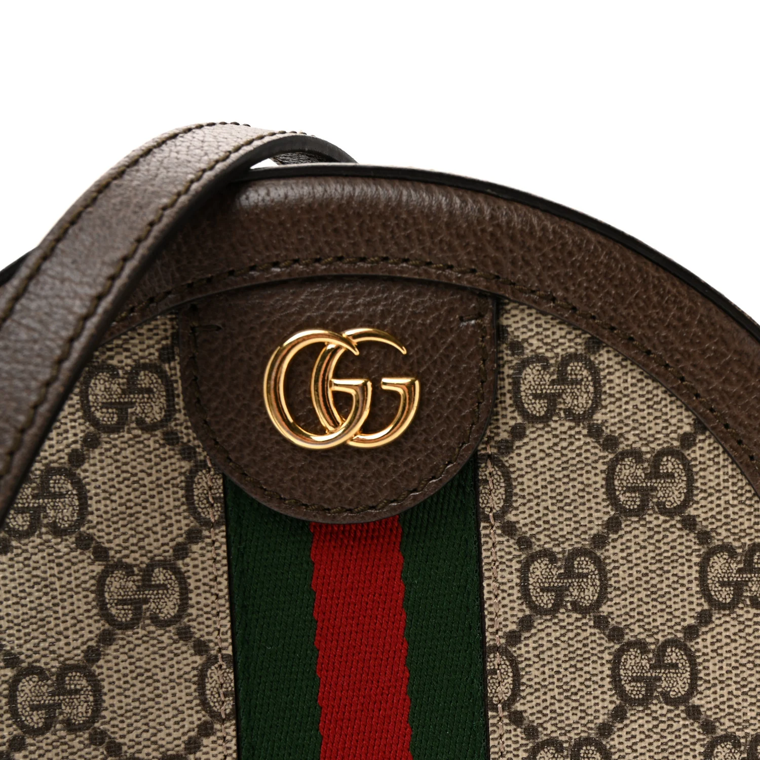 GG Supreme Monogram Web Mini Ophidia Round Shoulder Bag Brown - Image 8