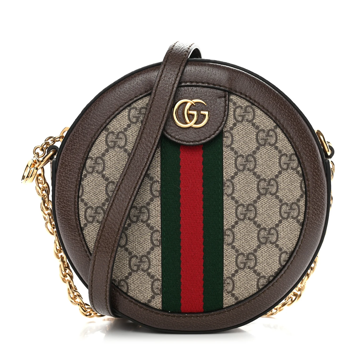 GG Supreme Monogram Web Mini Ophidia Round Shoulder Bag Brown - Image 2