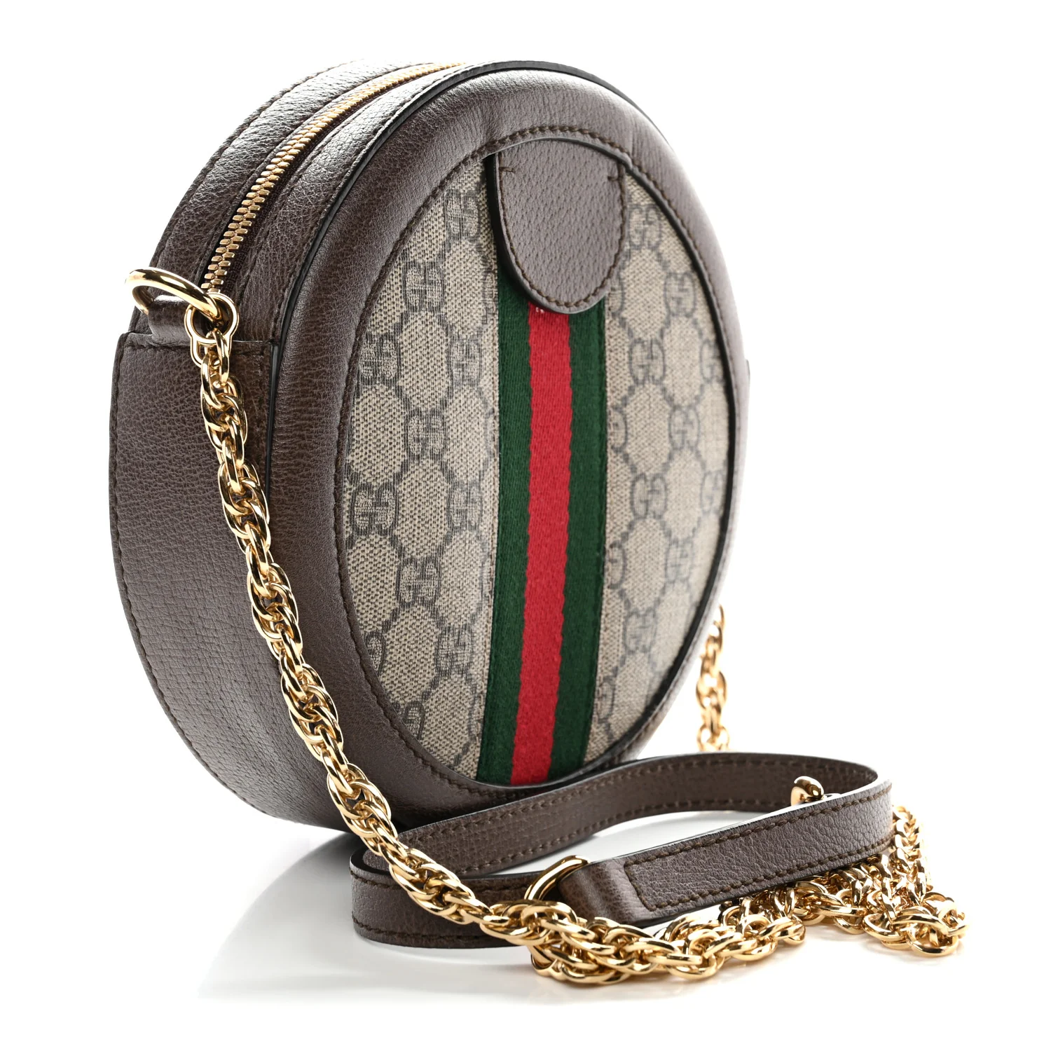 GG Supreme Monogram Web Mini Ophidia Round Shoulder Bag Brown - Image 7