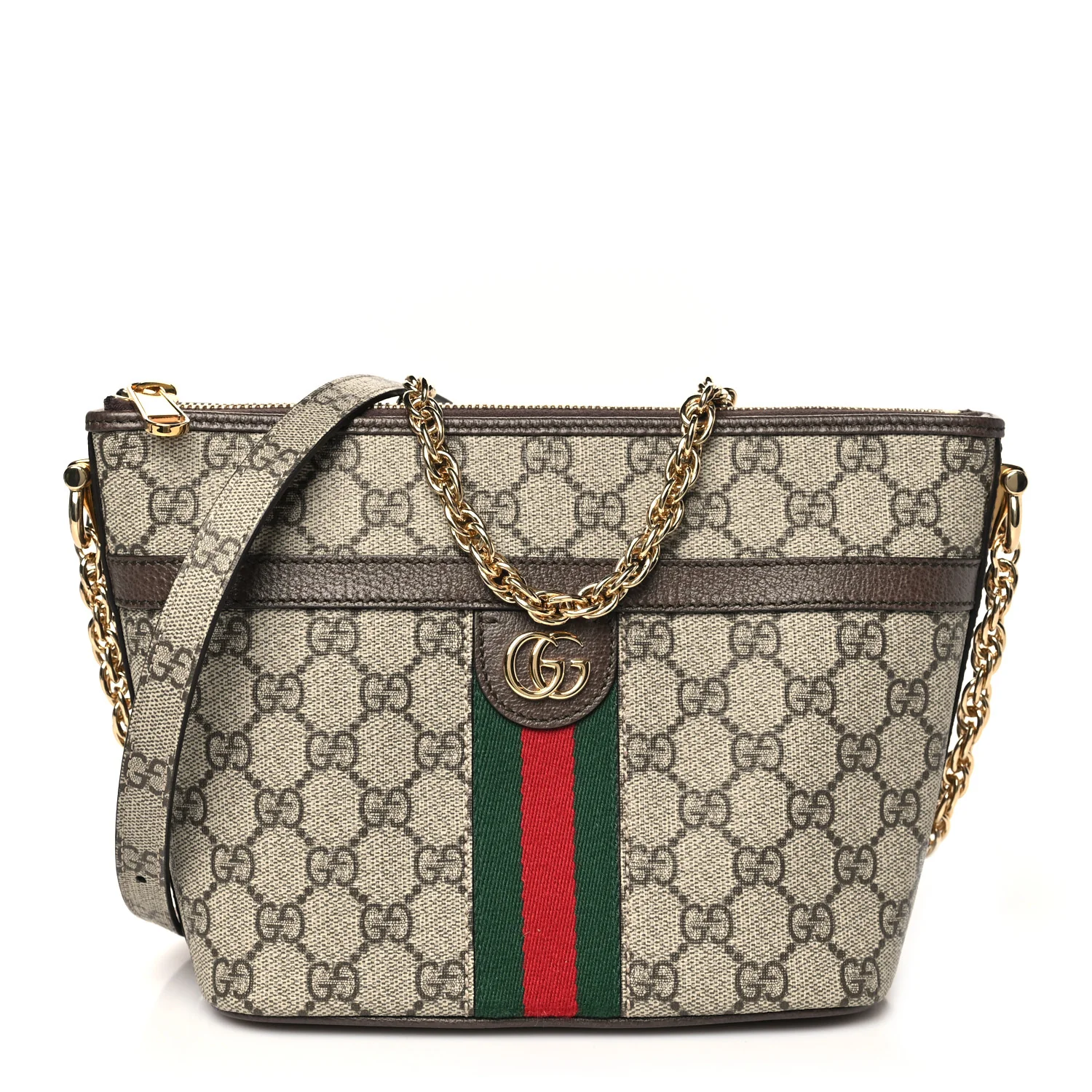 GG Supreme Monogram Web Mini Ophidia Shoulder Bag Brown