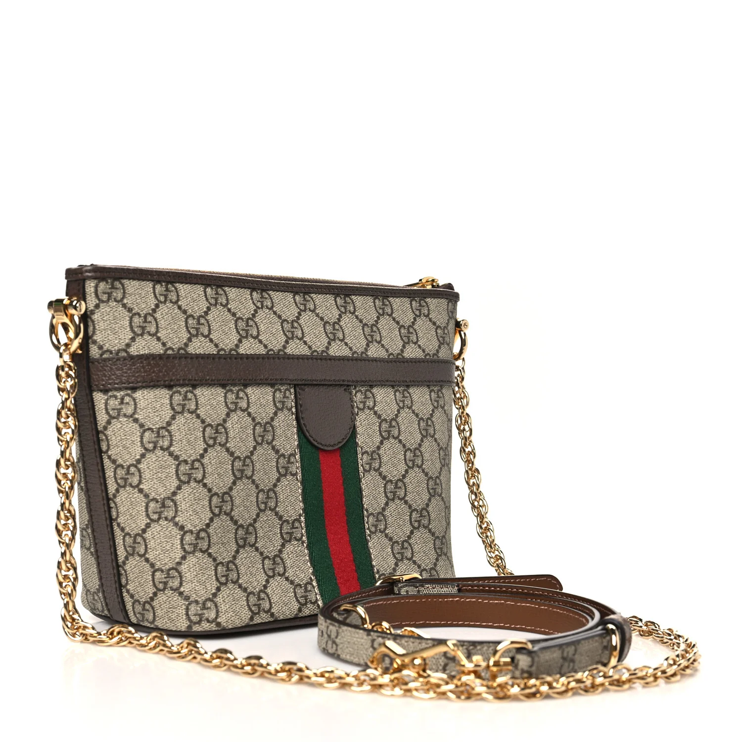 GG Supreme Monogram Web Mini Ophidia Shoulder Bag Brown - Image 3