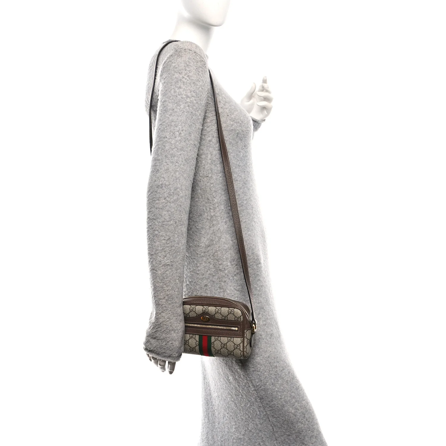 GG Supreme Monogram Web Mini Ophidia Shoulder Bag Brown - Image 2
