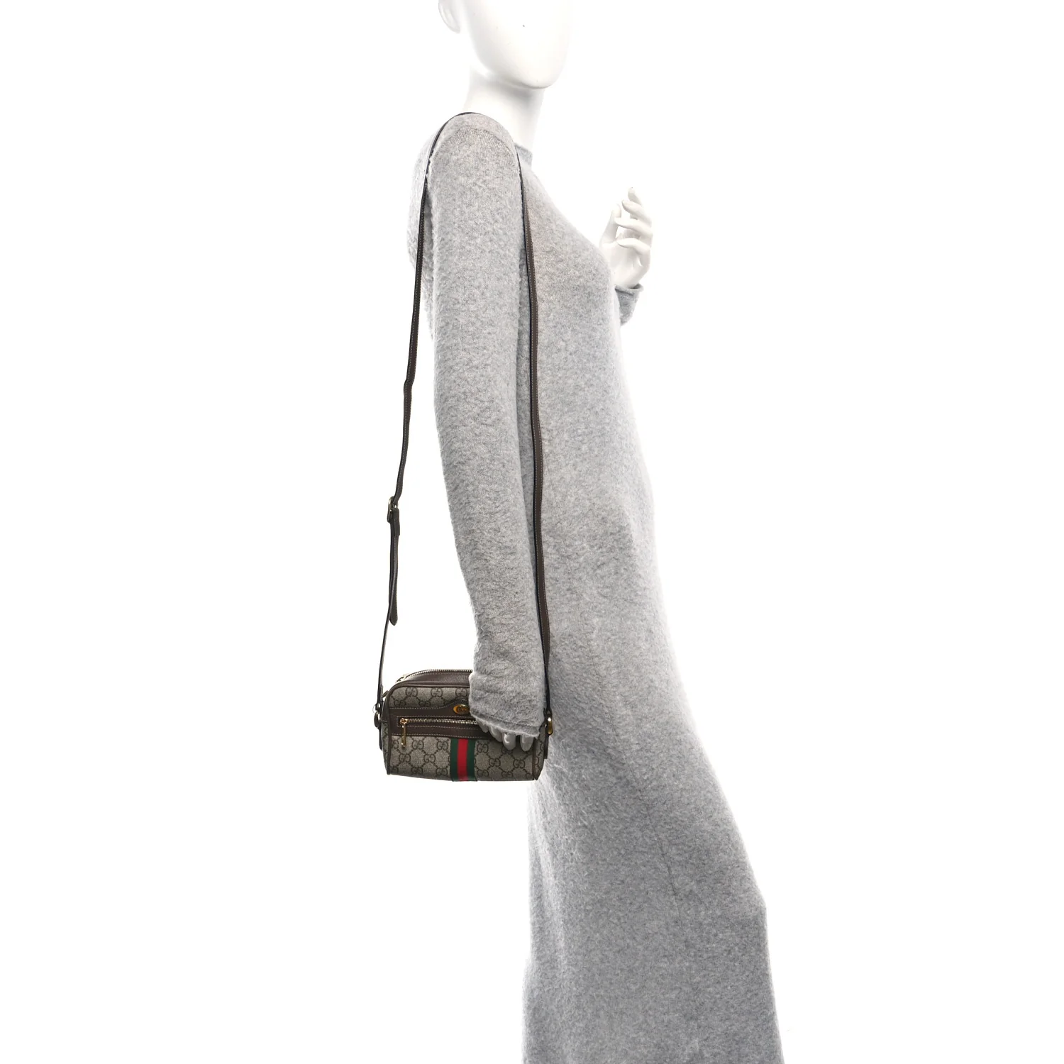 GG Supreme Monogram Web Mini Ophidia Shoulder Bag Brown - Image 2