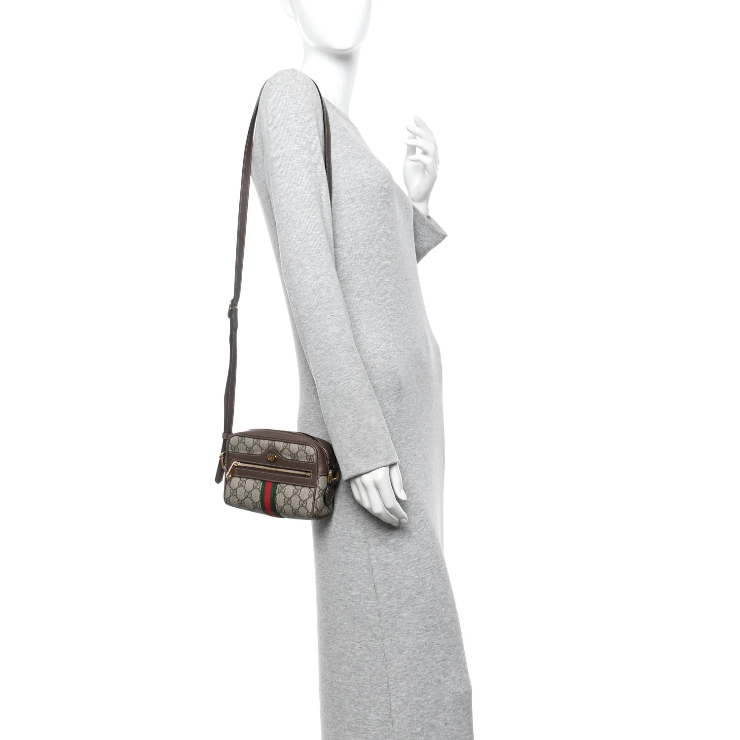 GG Supreme Monogram Web Mini Ophidia Shoulder Bag Brown - Image 2