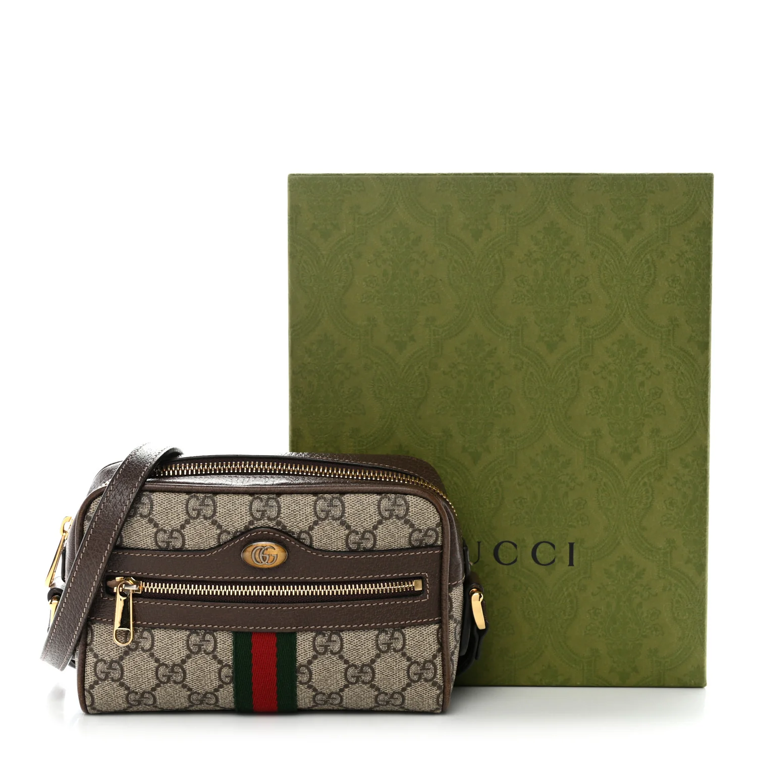GG Supreme Monogram Web Mini Ophidia Shoulder Bag Brown - Image 13