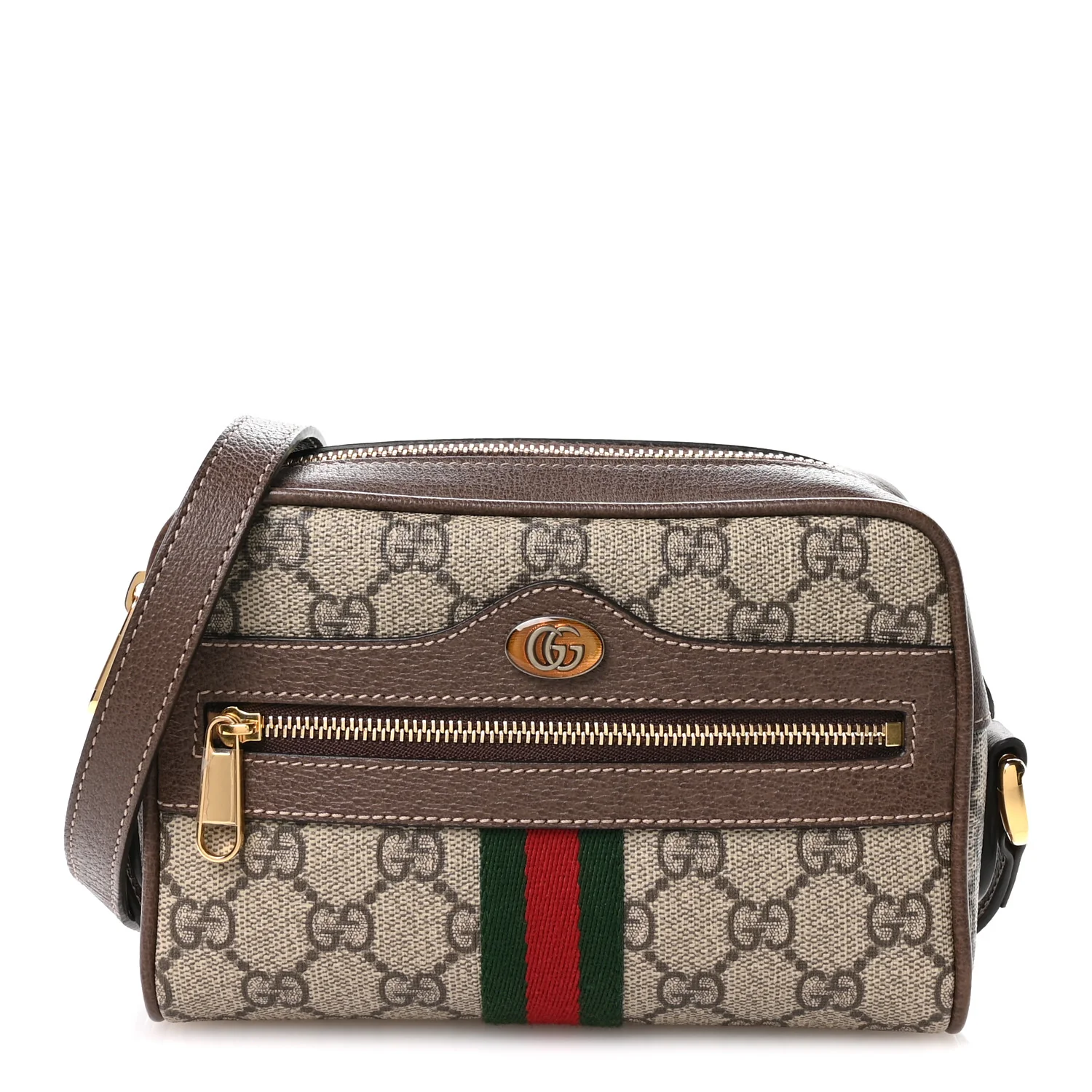 GG Supreme Monogram Web Mini Ophidia Shoulder Bag Brown