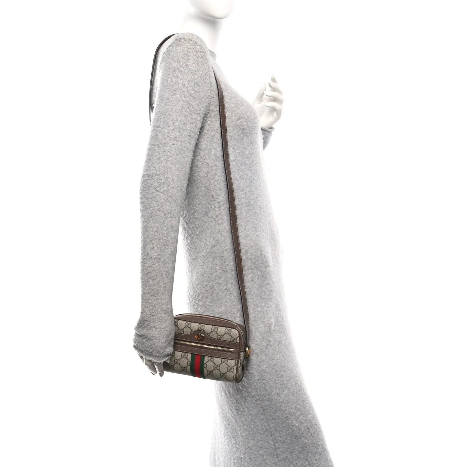 GG Supreme Monogram Web Mini Ophidia Shoulder Bag Brown - Image 2