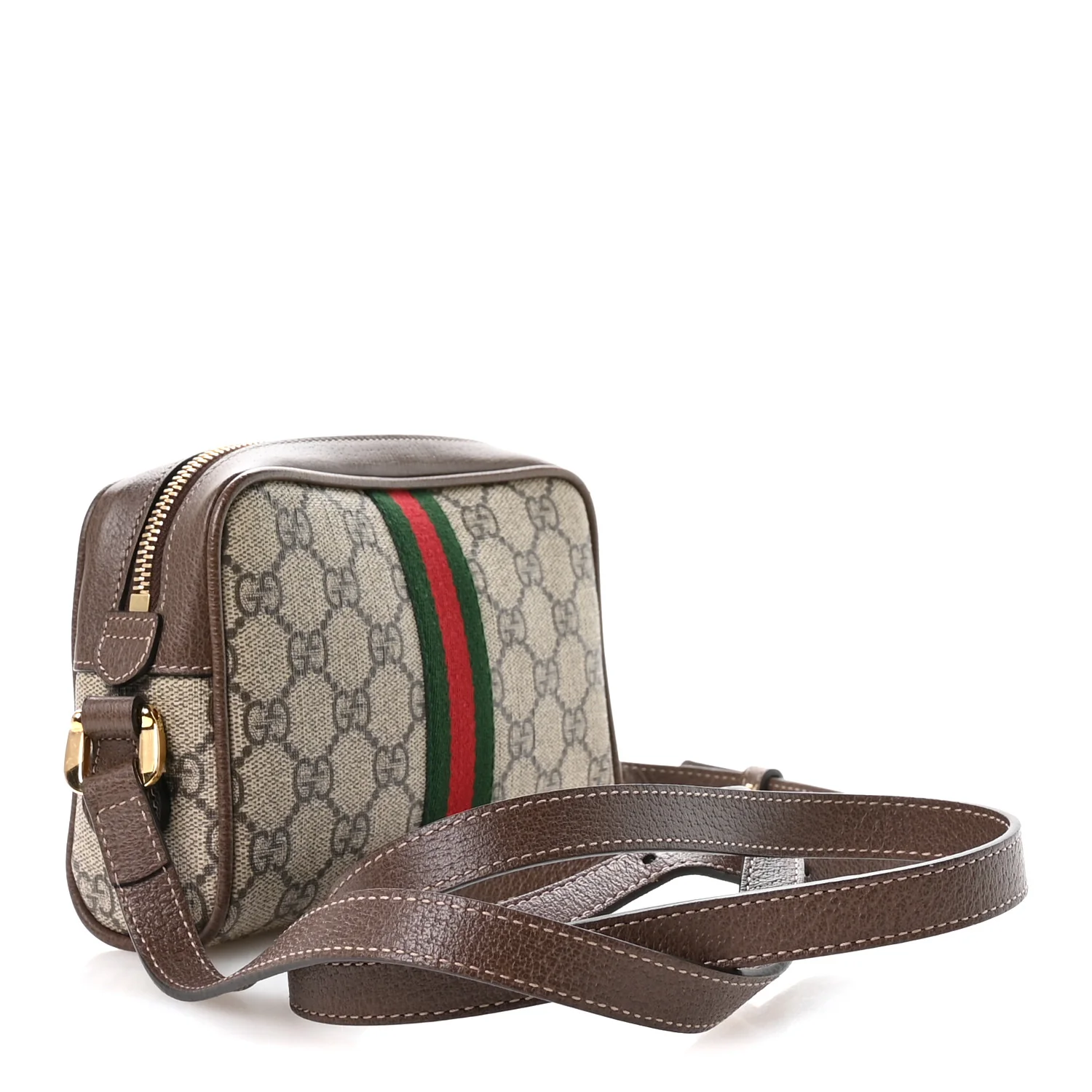 GG Supreme Monogram Web Mini Ophidia Shoulder Bag Brown - Image 3