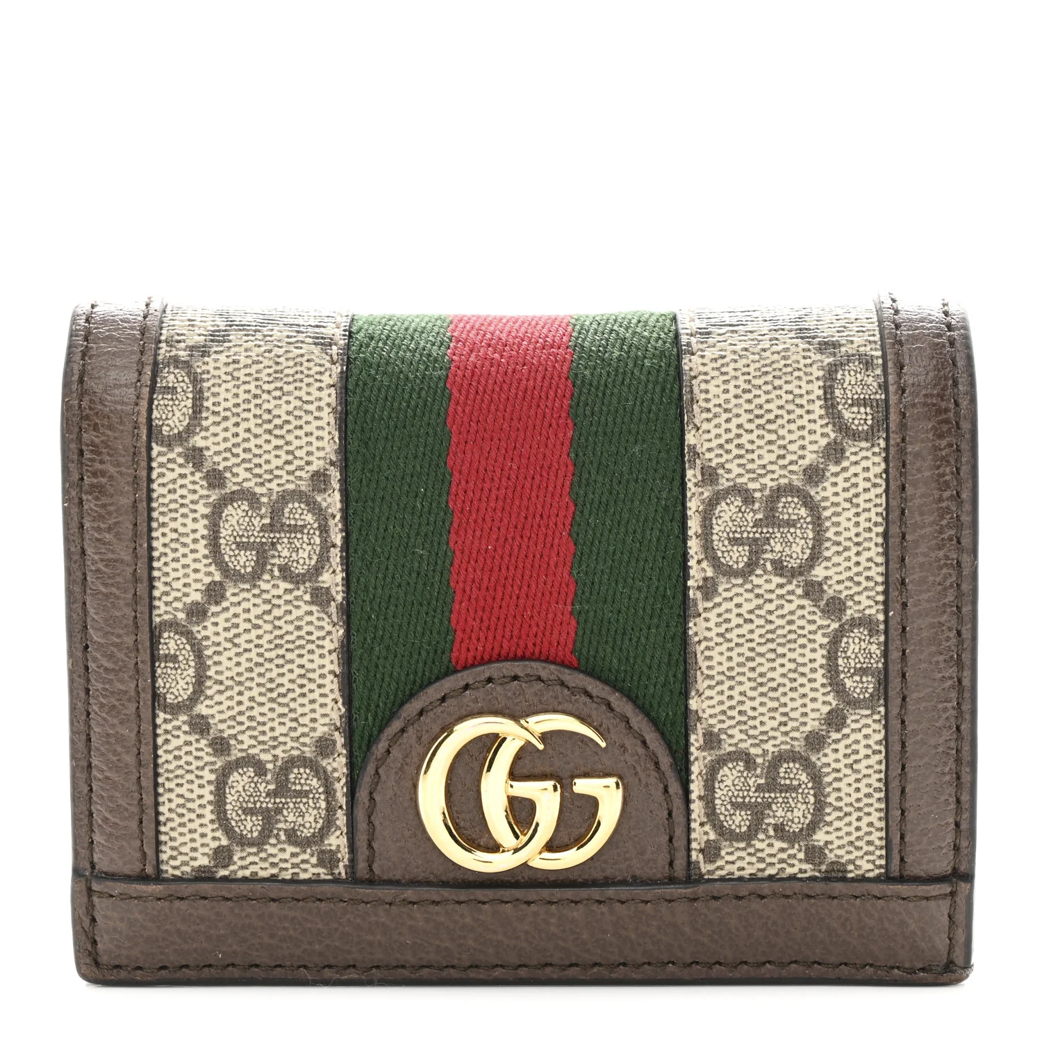 GG Supreme Monogram Web Ophidia Card Case Beige New Acero