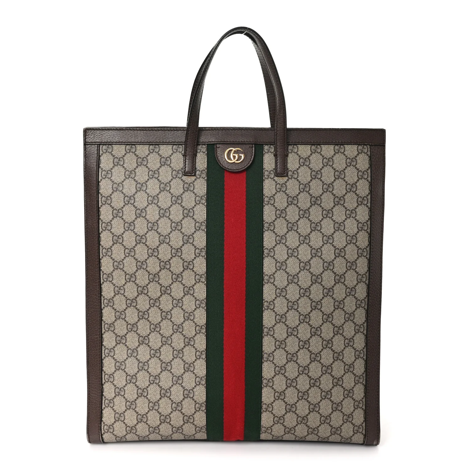 GG Supreme Monogram Web Ophidia Vertical Tote Brown