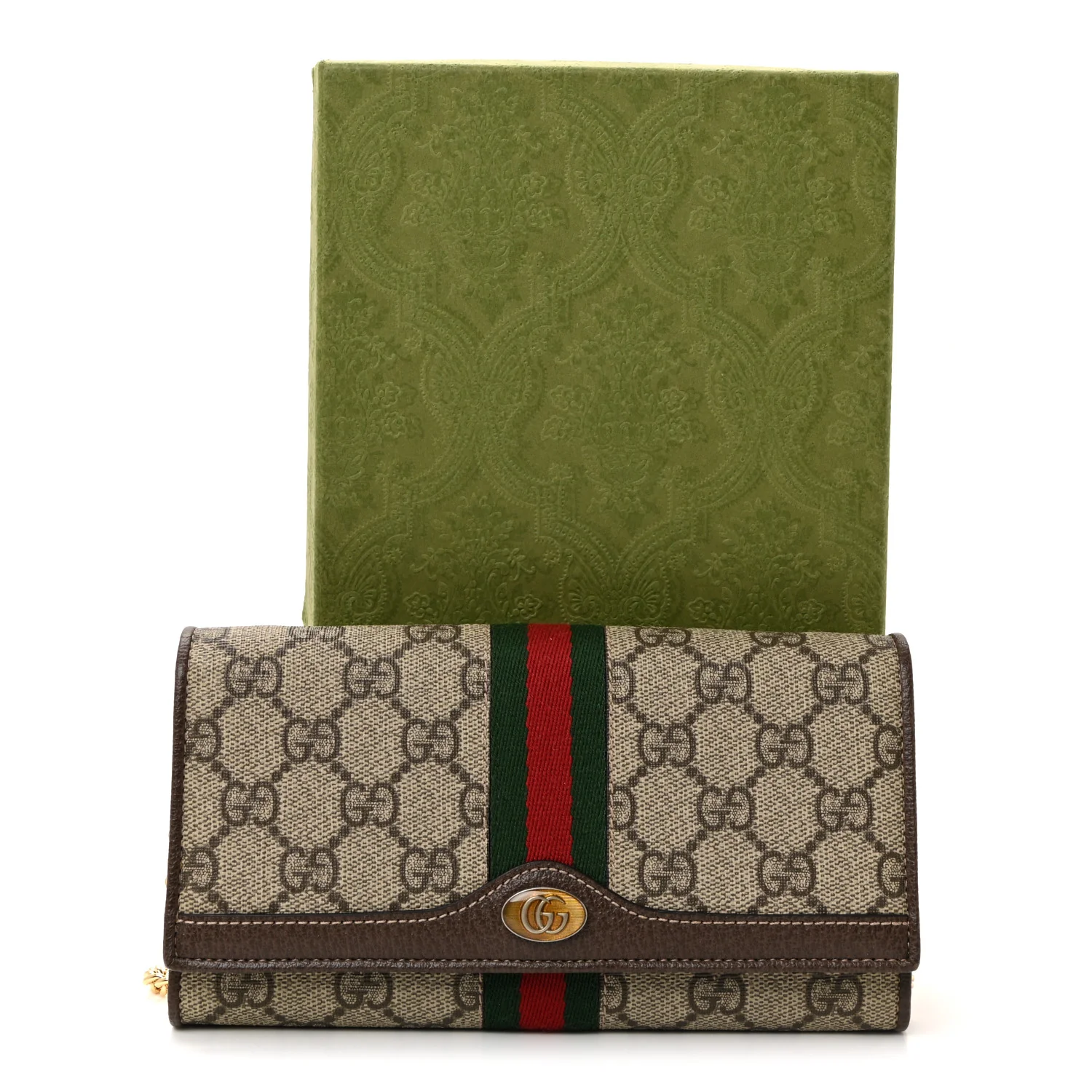 GG Supreme Monogram Web Ophidia Wallet On Chain Brown - Image 11