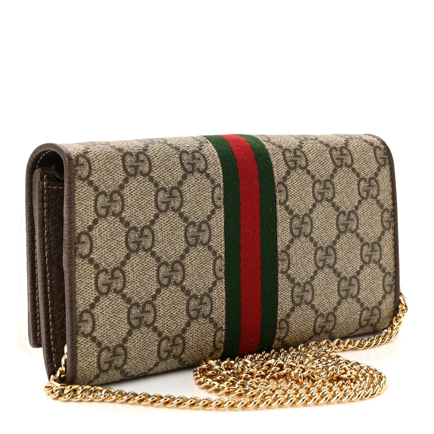 GG Supreme Monogram Web Ophidia Wallet On Chain Brown - Image 3