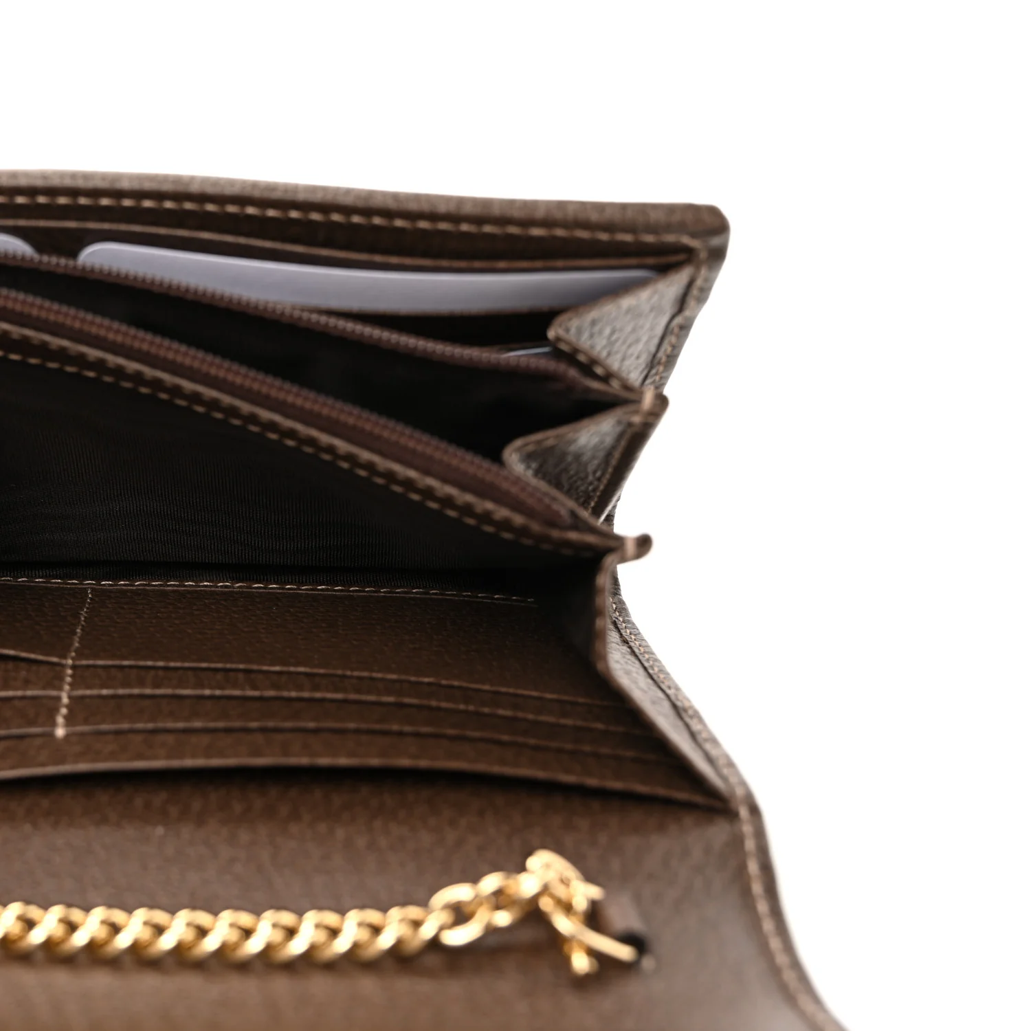 GG Supreme Monogram Web Ophidia Wallet On Chain Brown - Image 5