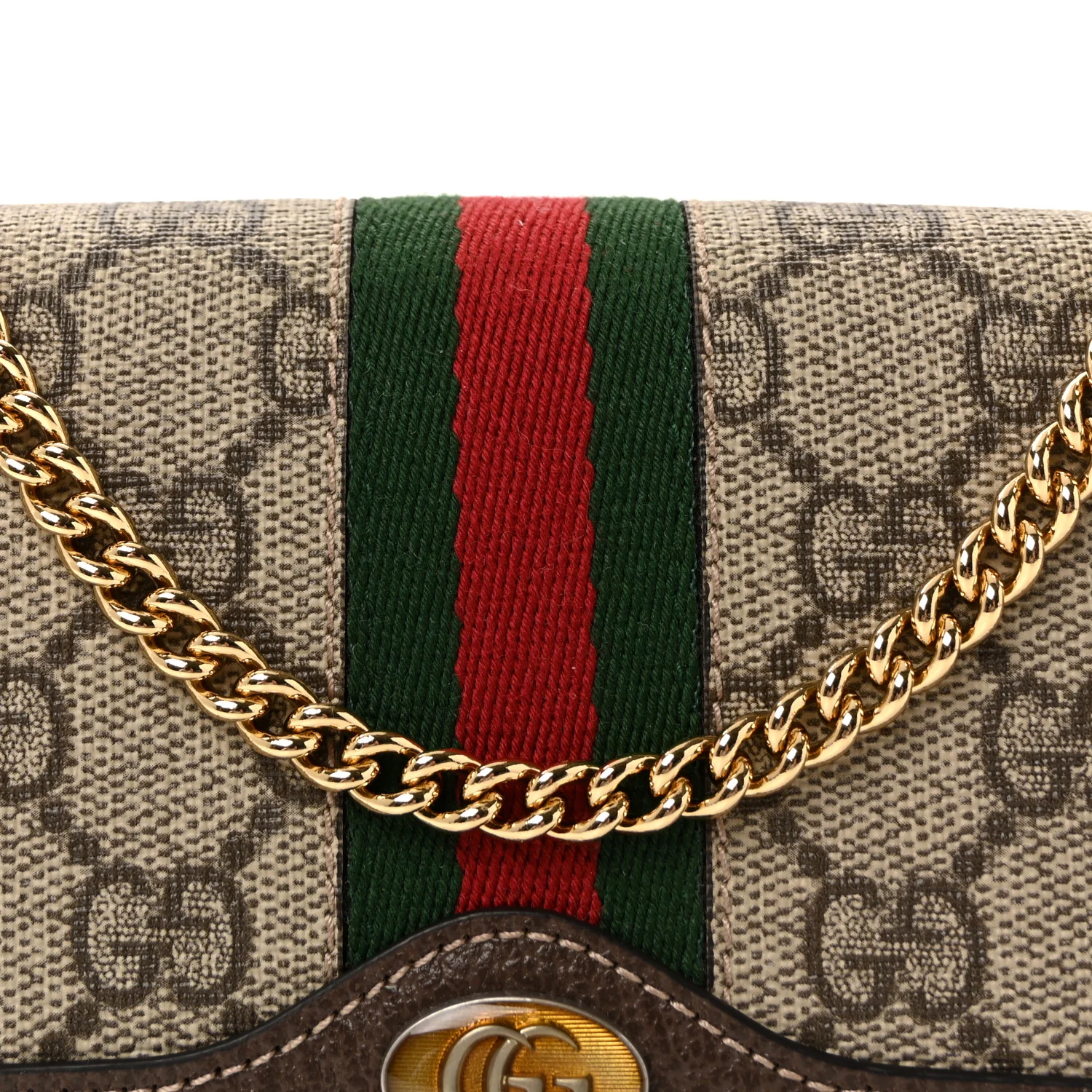 GG Supreme Monogram Web Ophidia Wallet On Chain Brown - Image 8