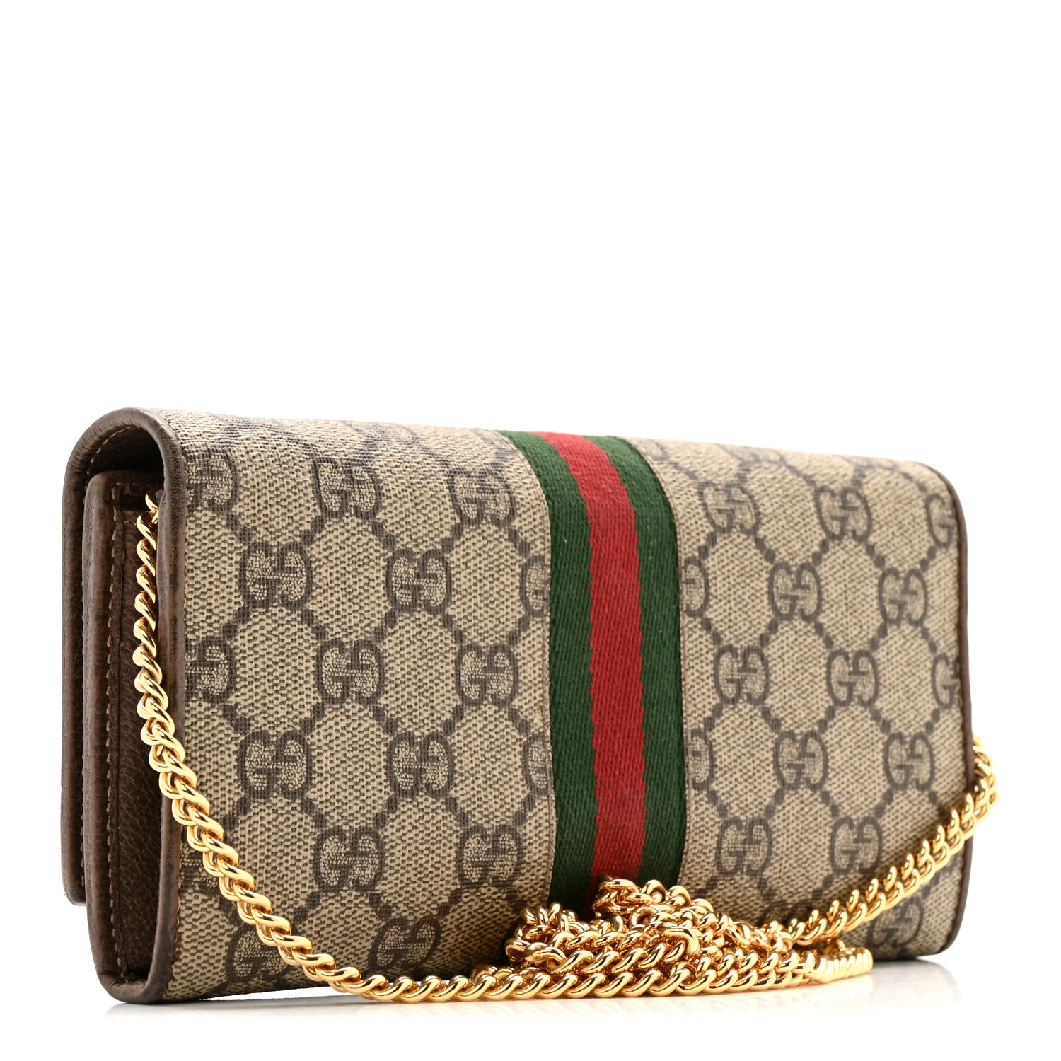 GG Supreme Monogram Web Ophidia Wallet On Chain Brown - Image 2