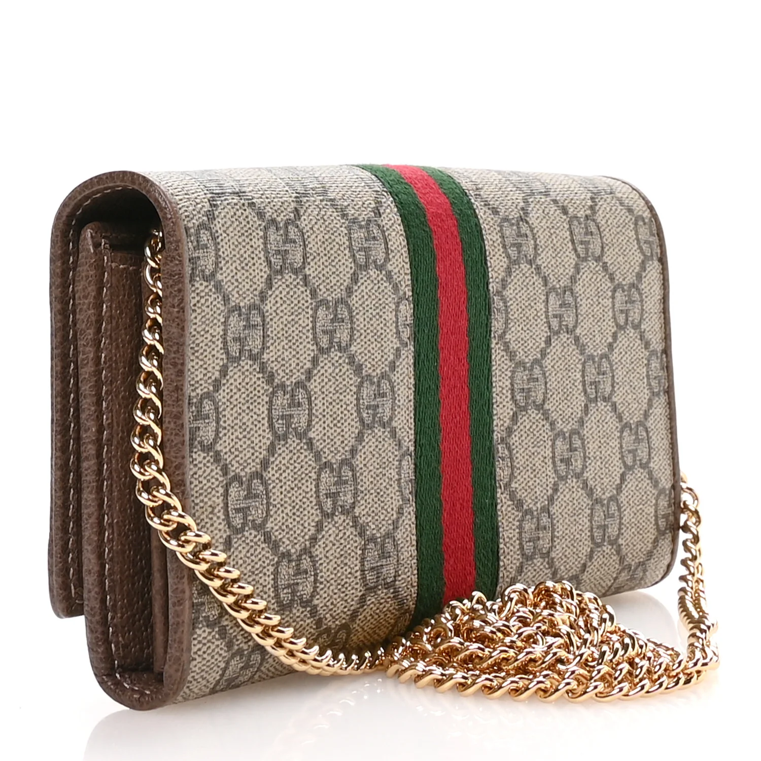 GG Supreme Monogram Web Ophidia Wallet On Chain Brown - Image 3