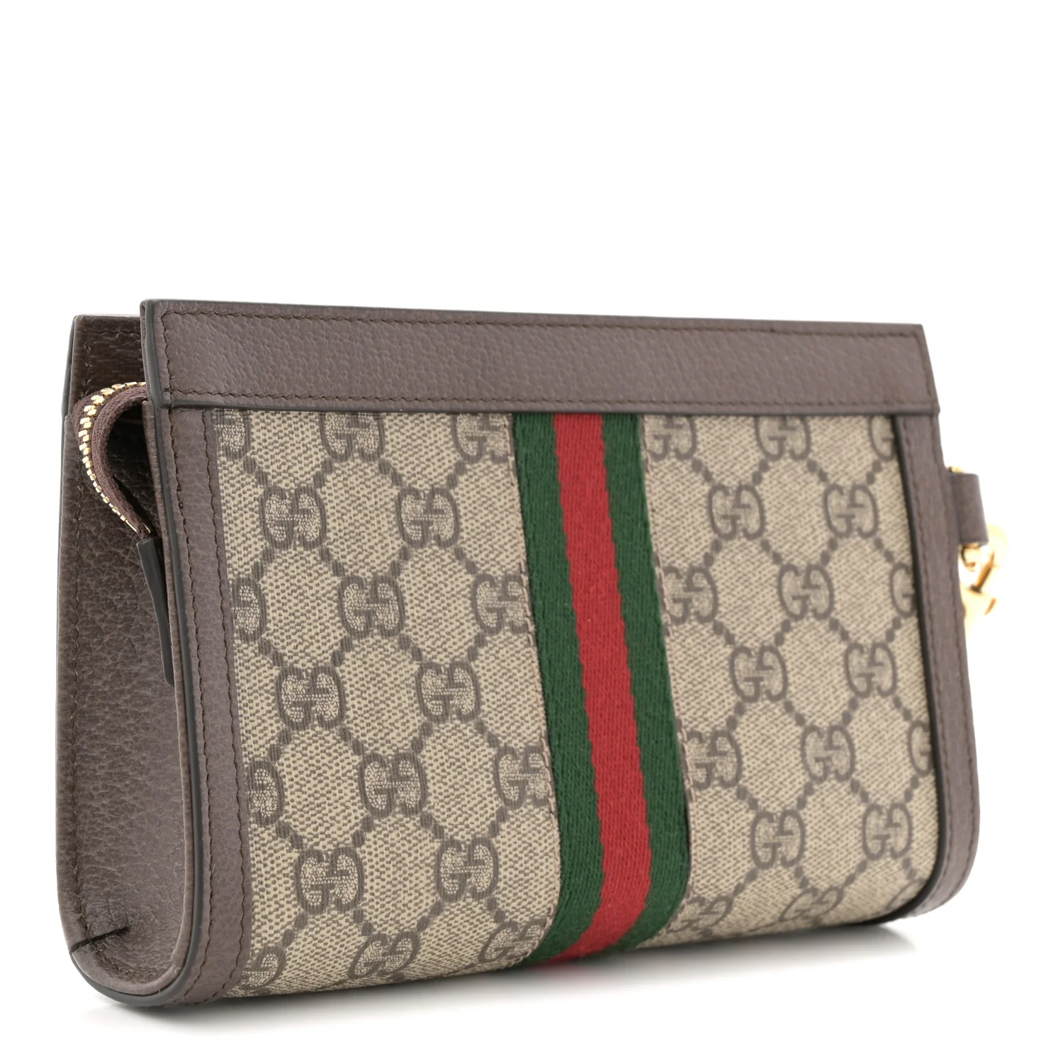 GG Supreme Monogram Web Ophidia Wristlet Brown - Image 3