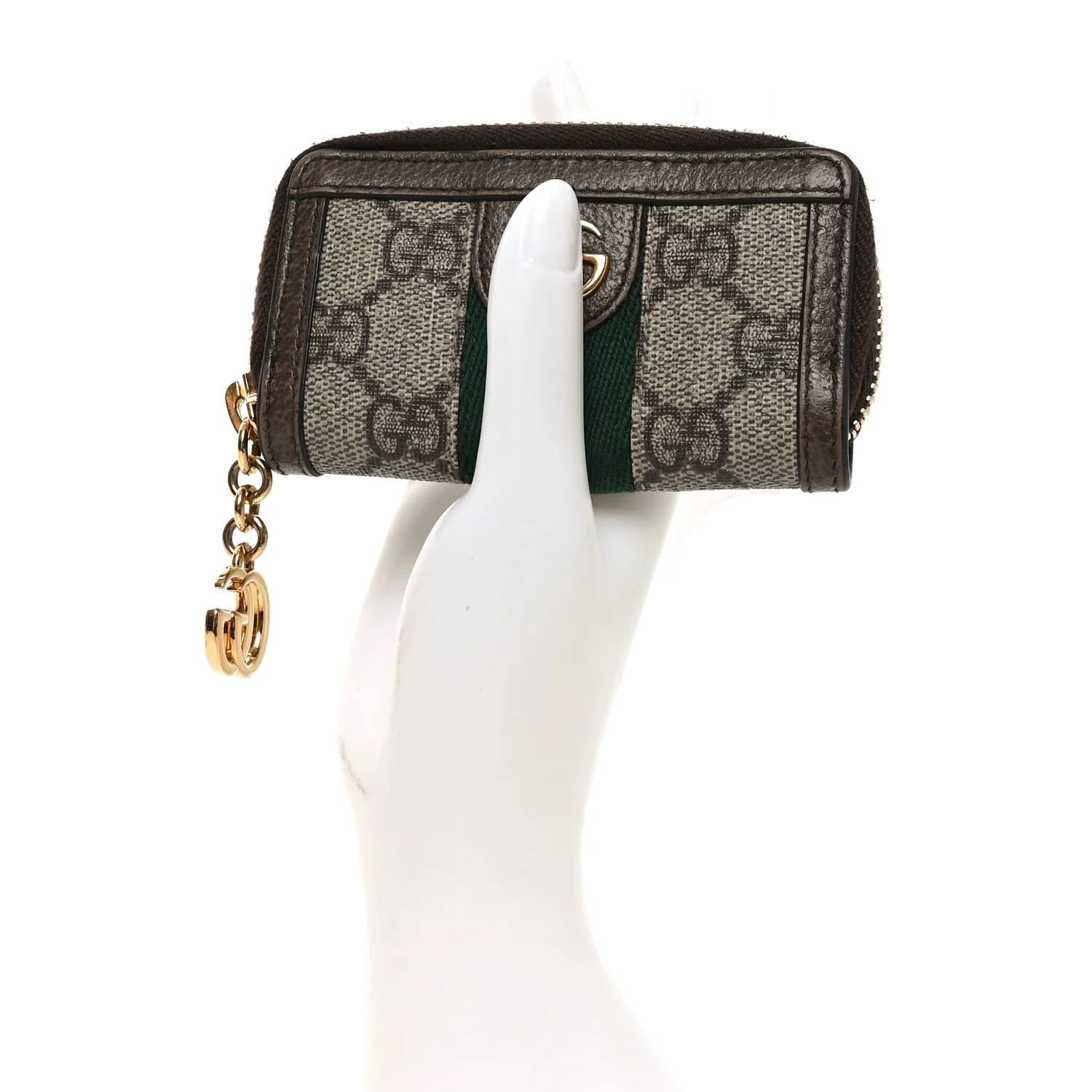 GG Supreme Monogram Web Ophidia Zip Around Key Case Beige New Acero - Image 2