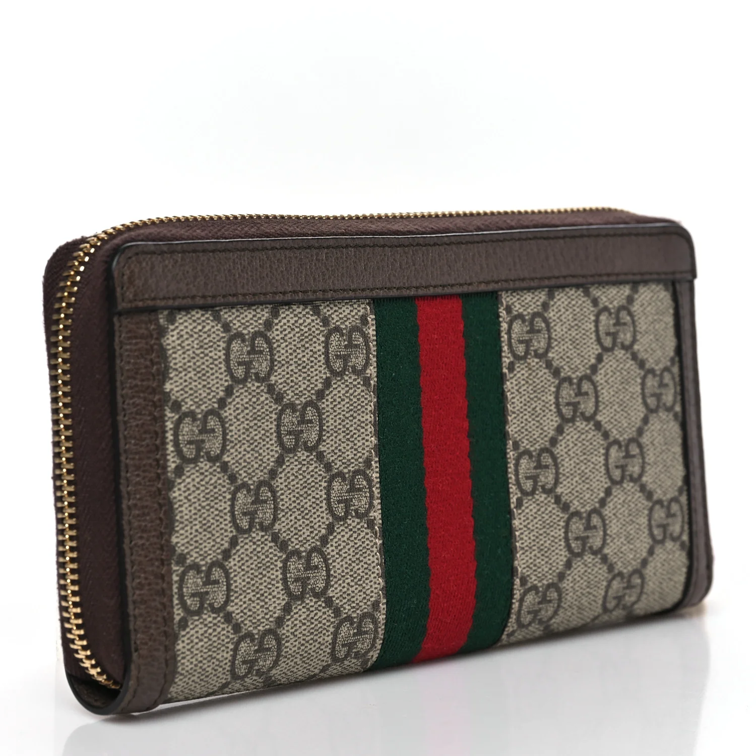 GG Supreme Monogram Web Ophidia Zip Around Wallet Brown - Image 3