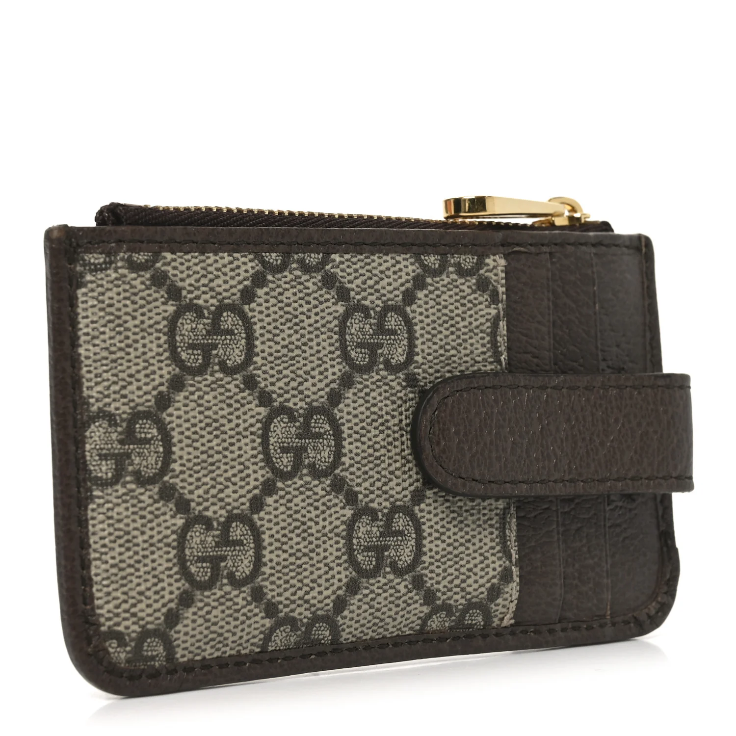 GG Supreme Monogram Web Ophidia Zip Card Case Brown - Image 3