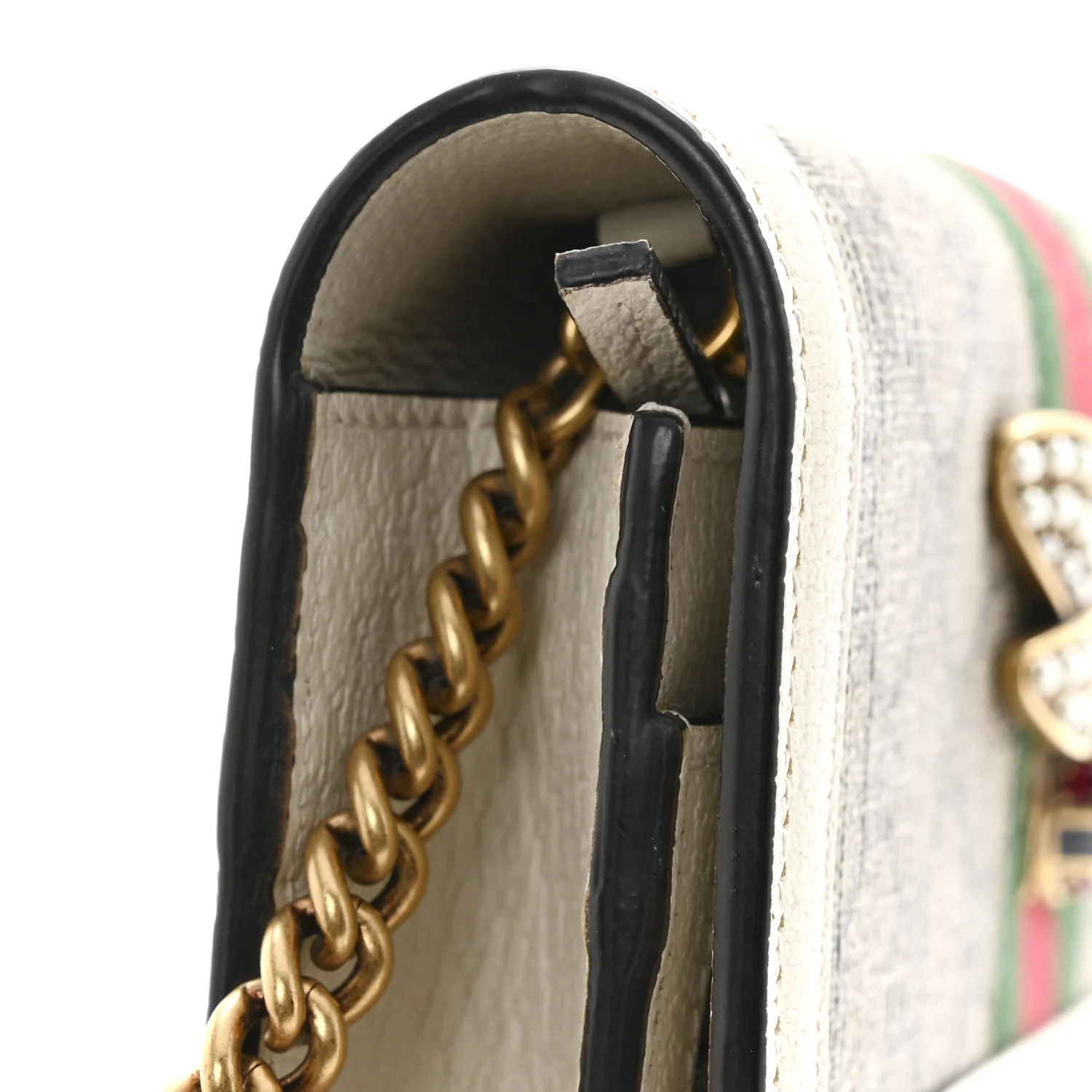 GG Supreme Monogram Web Queen Margaret Chain Wallet White - Image 10