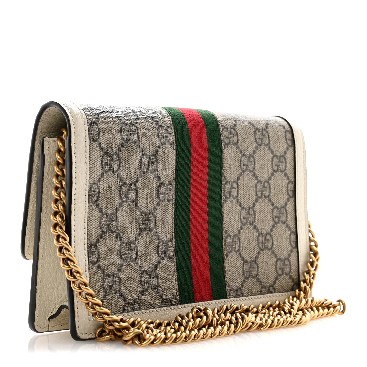 GG Supreme Monogram Web Queen Margaret Chain Wallet White - Image 3