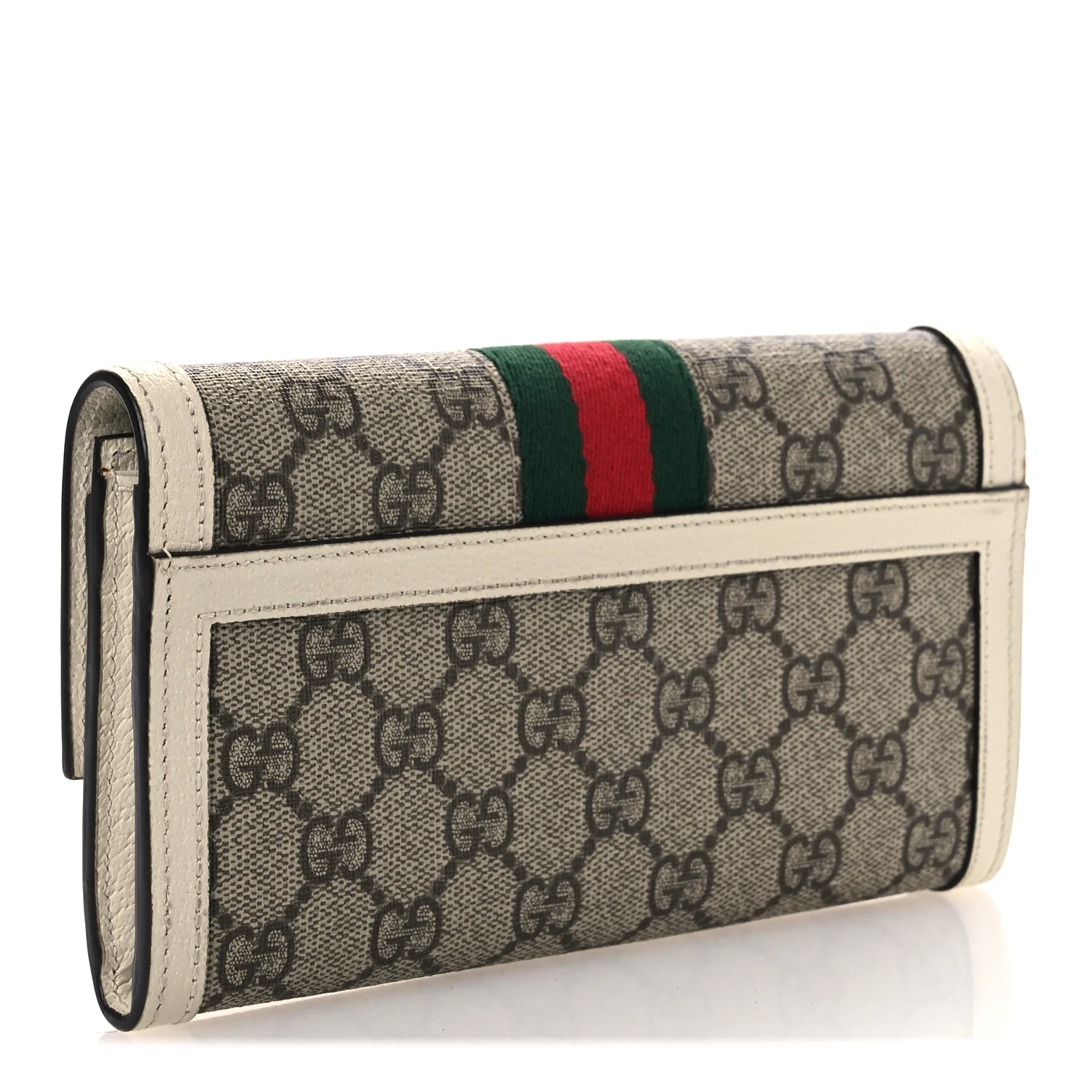 GG Supreme Monogram Web Queen Margaret Flap Wallet Beige Ebony Mystic White - Image 3