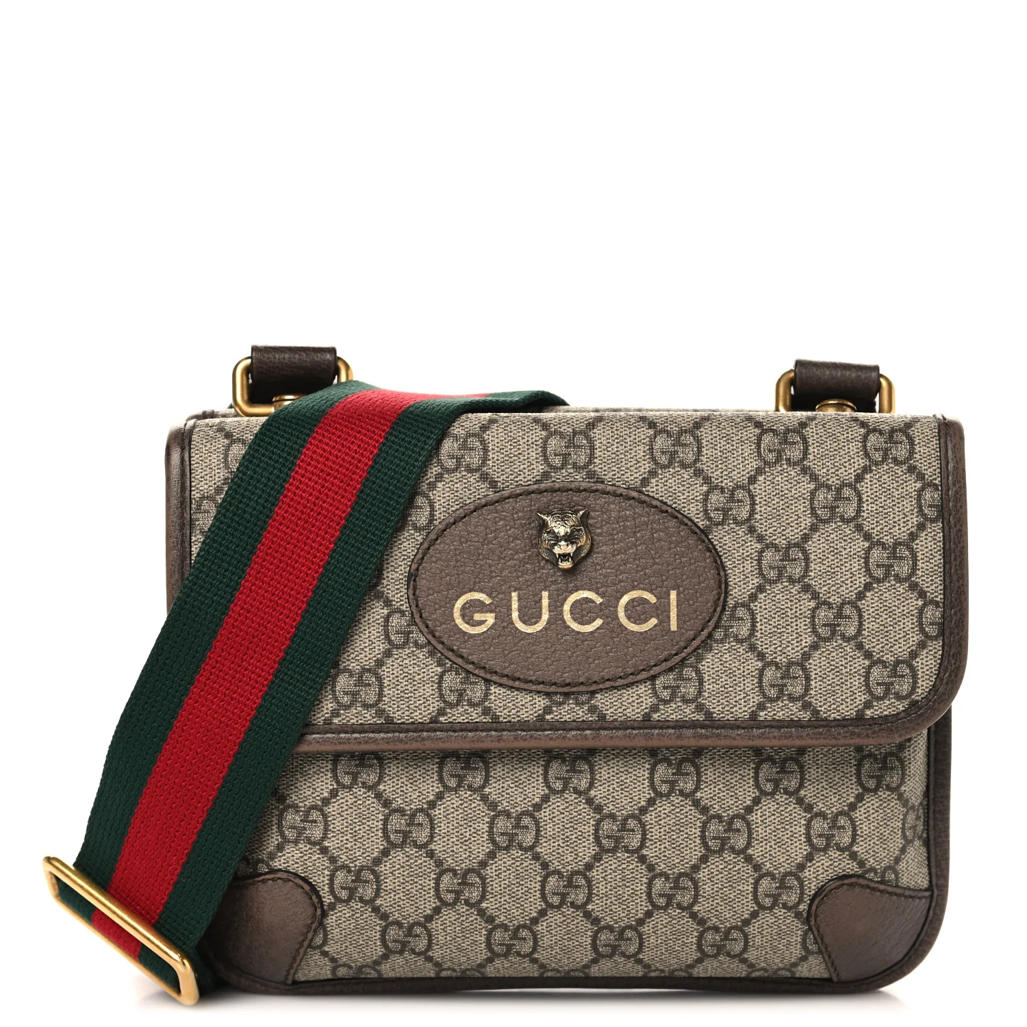 GG Supreme Monogram Web Small Neo Vintage Double Flap Messenger Bag Beige New Acero