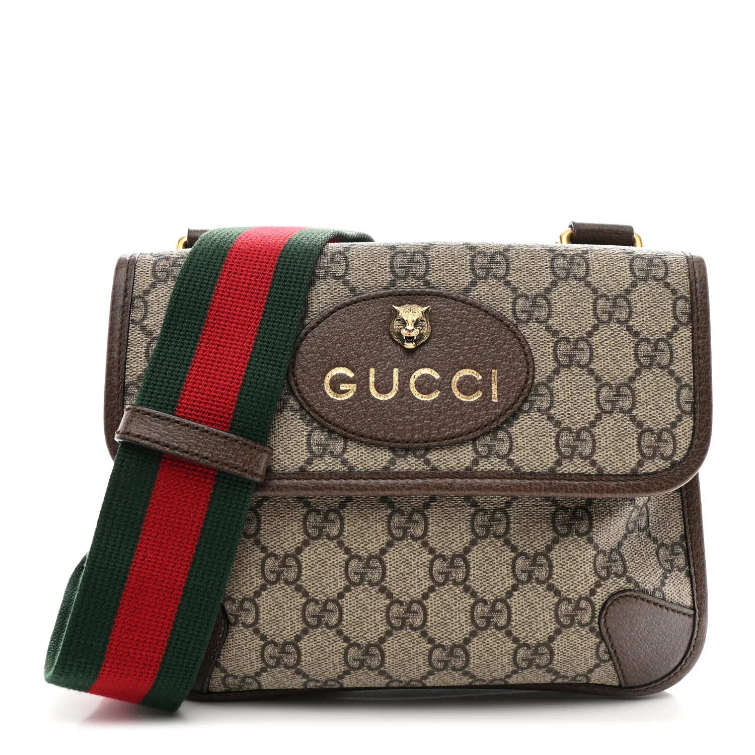 GG Supreme Monogram Web Small Neo Vintage Double Flap Messenger Bag Beige New Acero