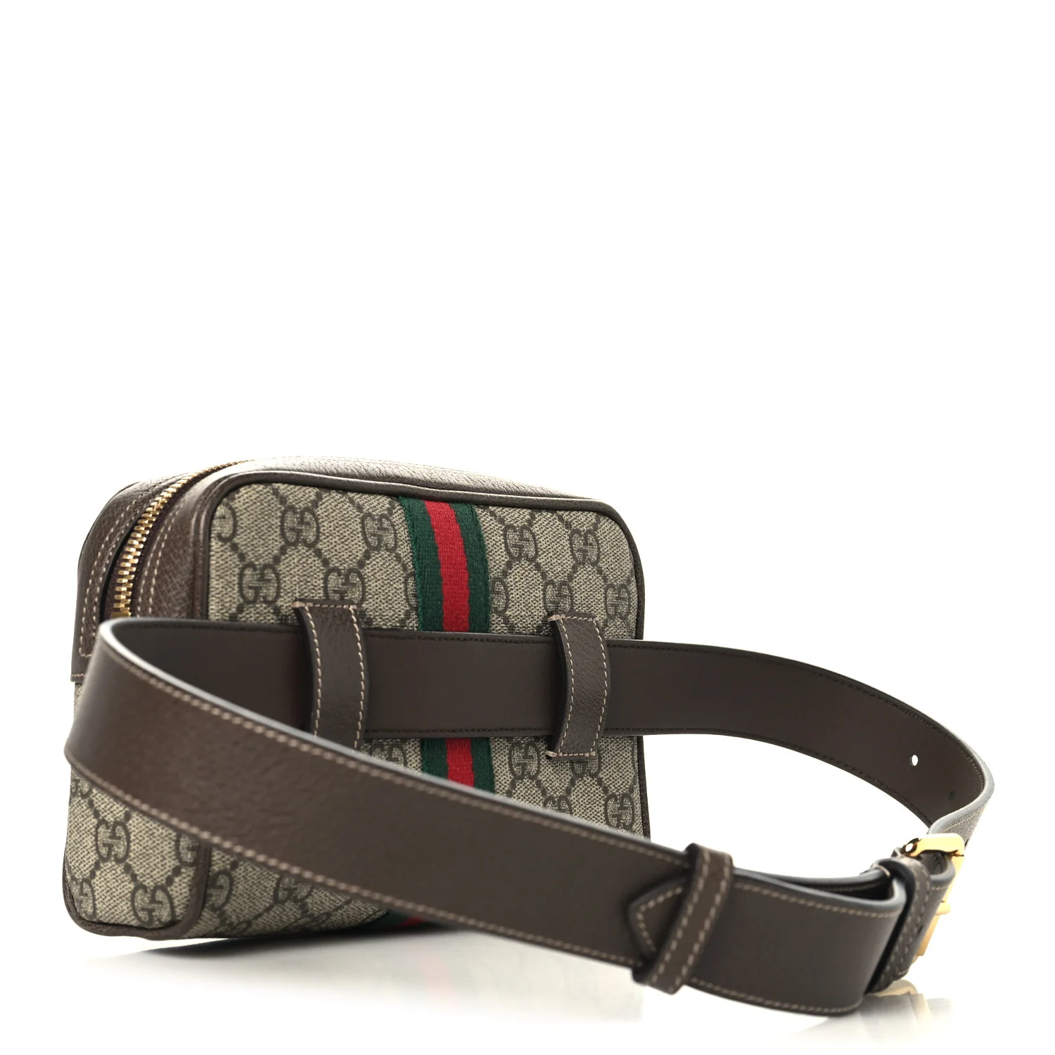 GG Supreme Monogram Web Small Ophidia Belt Bag 75 30 Dark Brown - Image 3