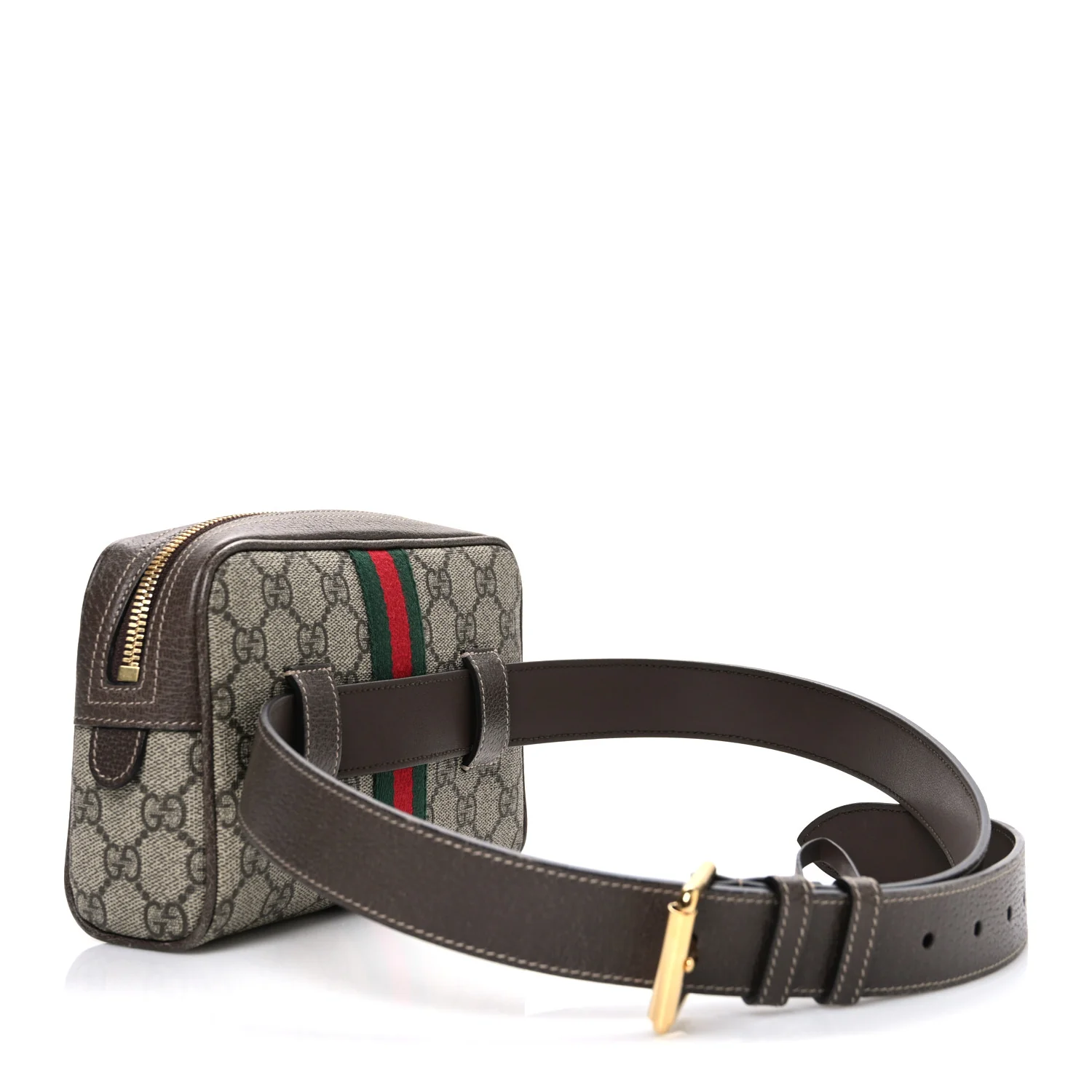 GG Supreme Monogram Web Small Ophidia Belt Bag 85 34 Dark Brown - Image 3