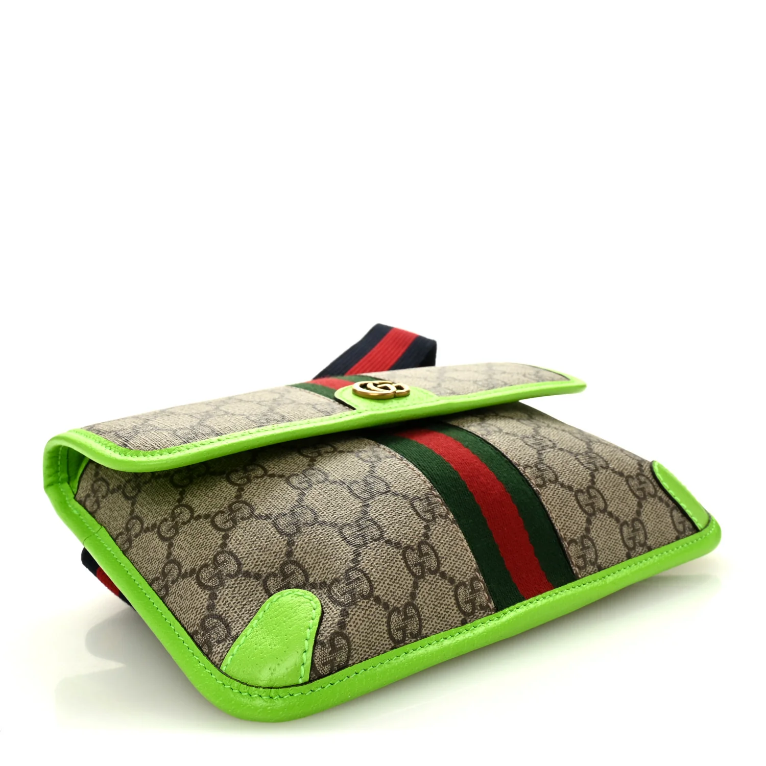 GG Supreme Monogram Web Small Ophidia Belt Bag Beige Ebony Electric Green - Image 4