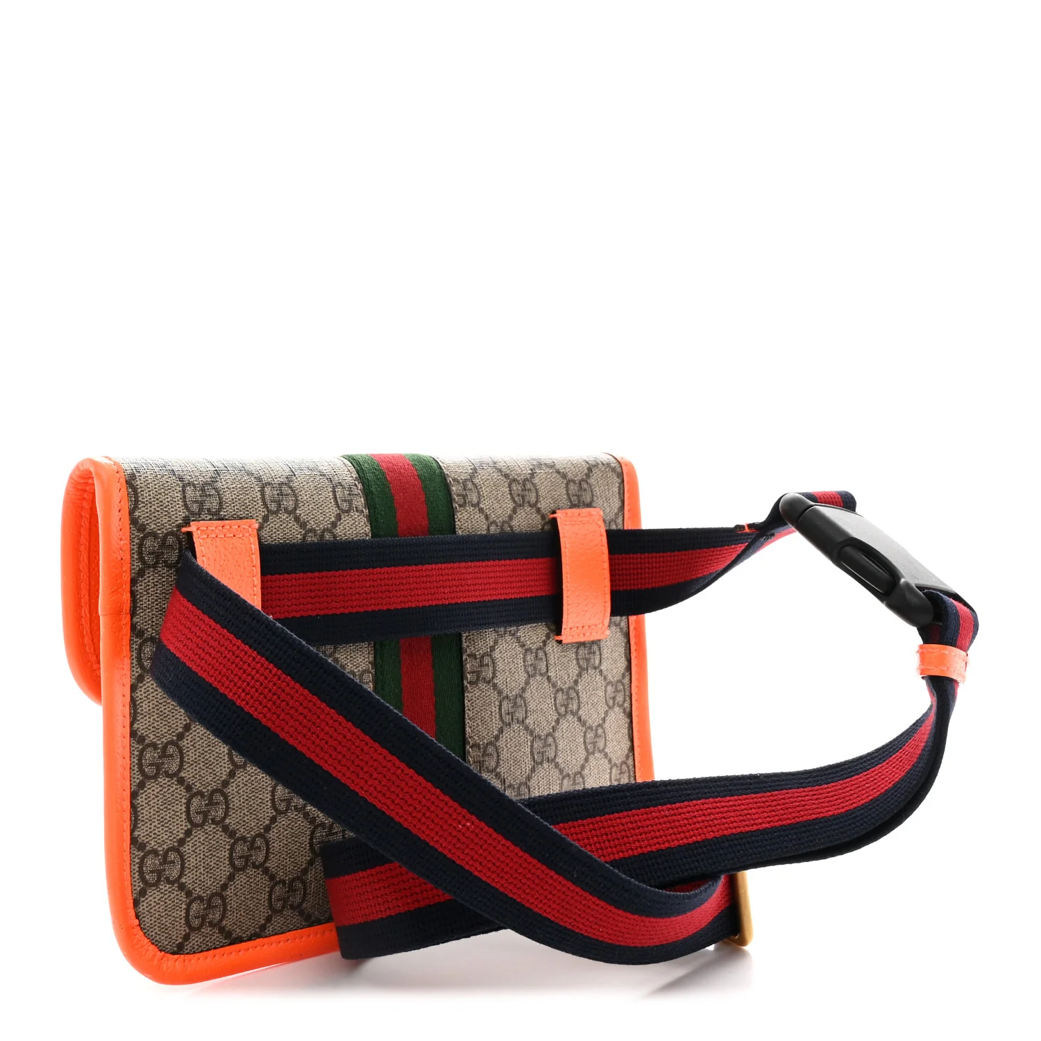 GG Supreme Monogram Web Small Ophidia Belt Bag Beige Ebony Orange Fluo - Image 3