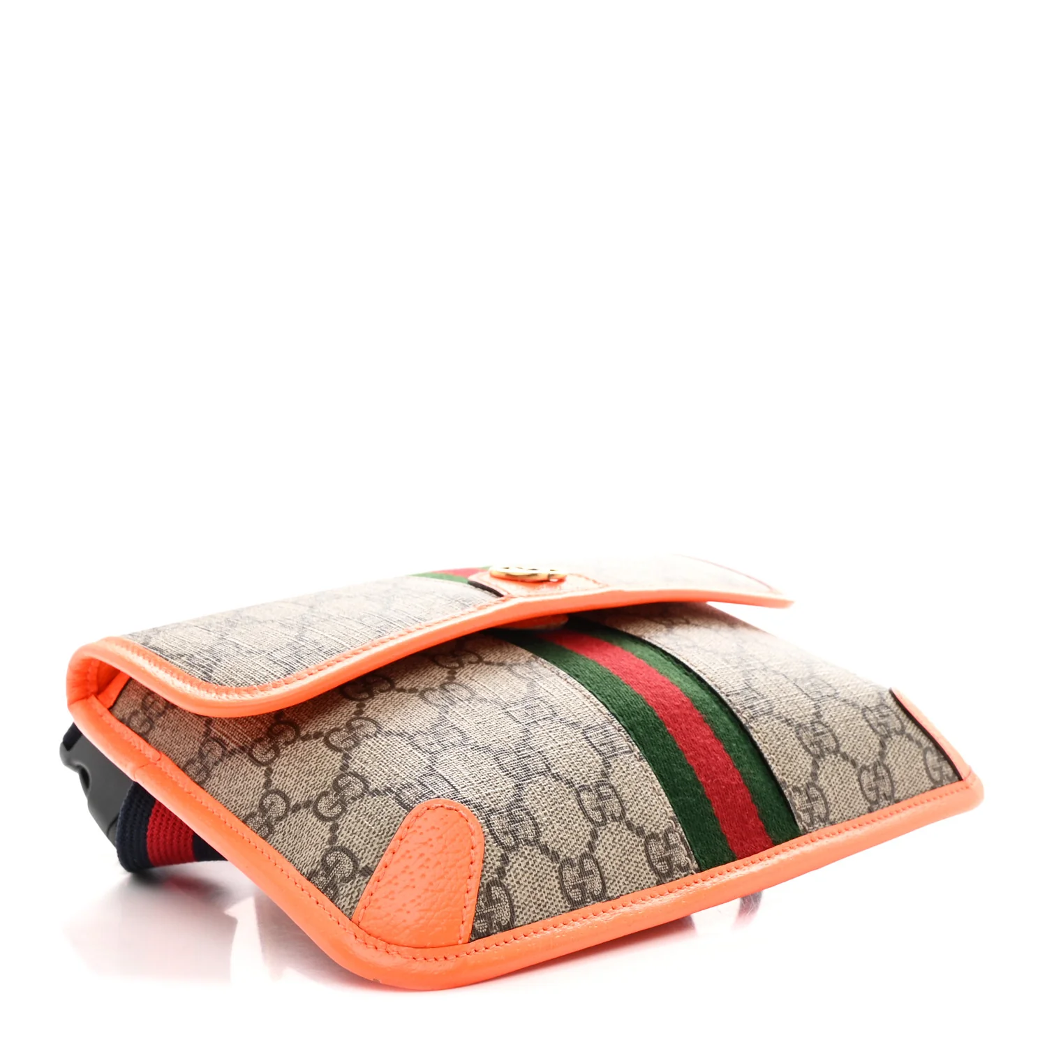 GG Supreme Monogram Web Small Ophidia Belt Bag Beige Ebony Orange Fluo - Image 4