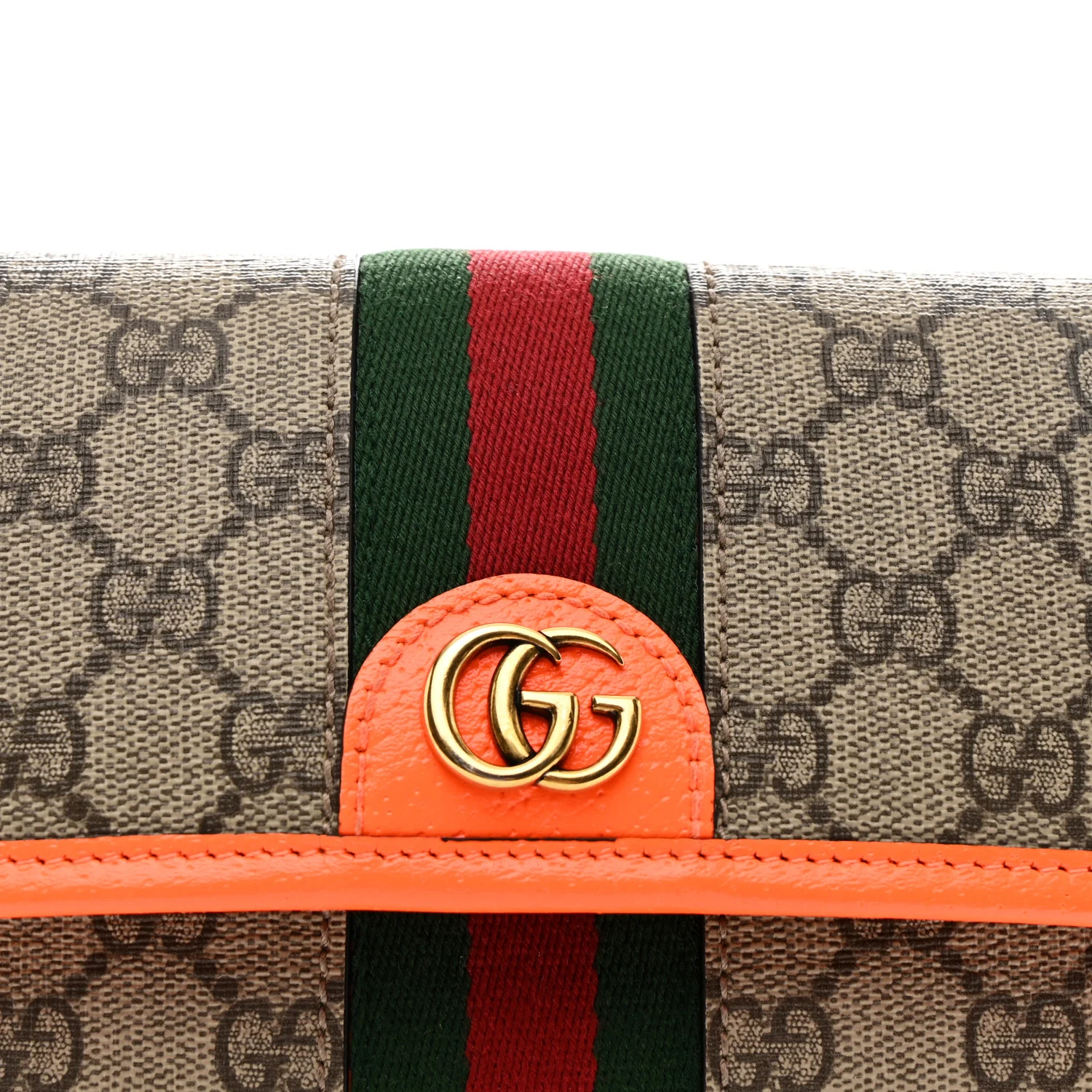 GG Supreme Monogram Web Small Ophidia Belt Bag Beige Ebony Orange Fluo - Image 8
