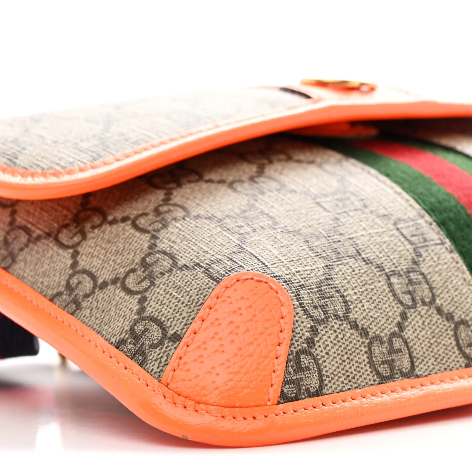 GG Supreme Monogram Web Small Ophidia Belt Bag Beige Ebony Orange Fluo - Image 9