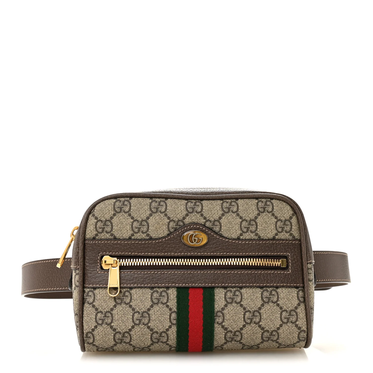 GG Supreme Monogram Web Small Ophidia Belt Bag Dark Brown