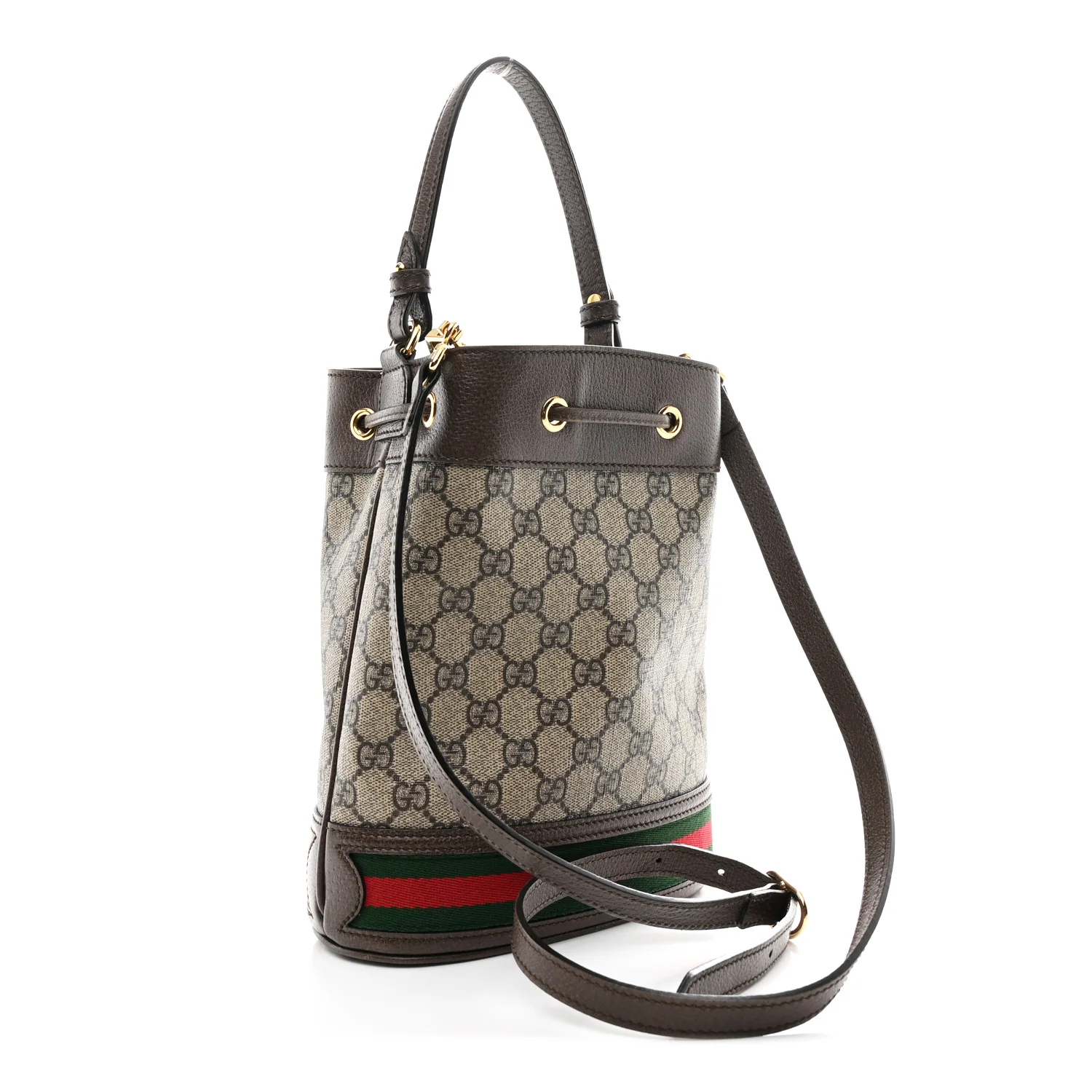 GG Supreme Monogram Web Small Ophidia Bucket Bag Brown - Image 3