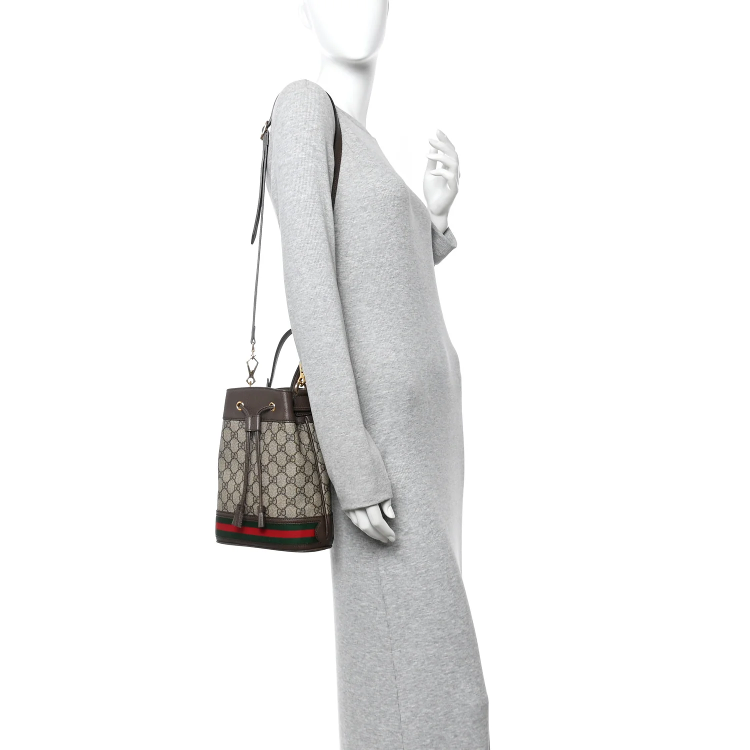GG Supreme Monogram Web Small Ophidia Bucket Bag Brown - Image 2