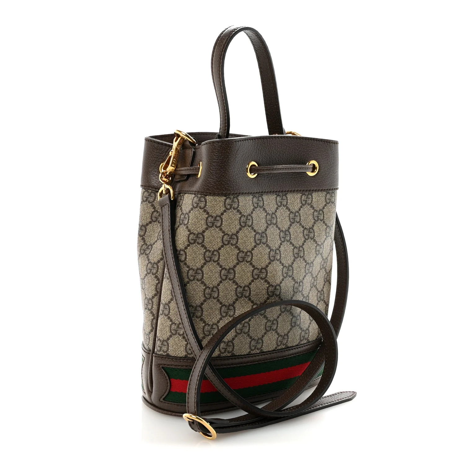 GG Supreme Monogram Web Small Ophidia Bucket Bag Brown - Image 3