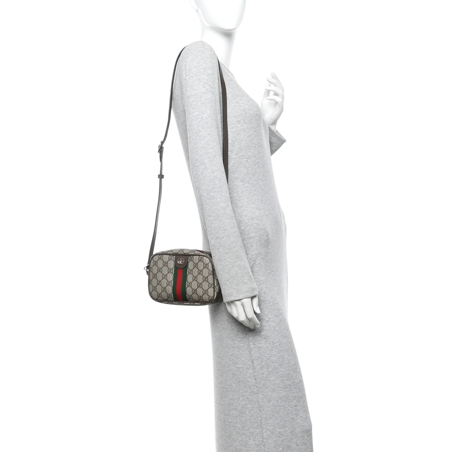 GG Supreme Monogram Web Small Ophidia Camera Bag Beige Dark Brown - Image 2