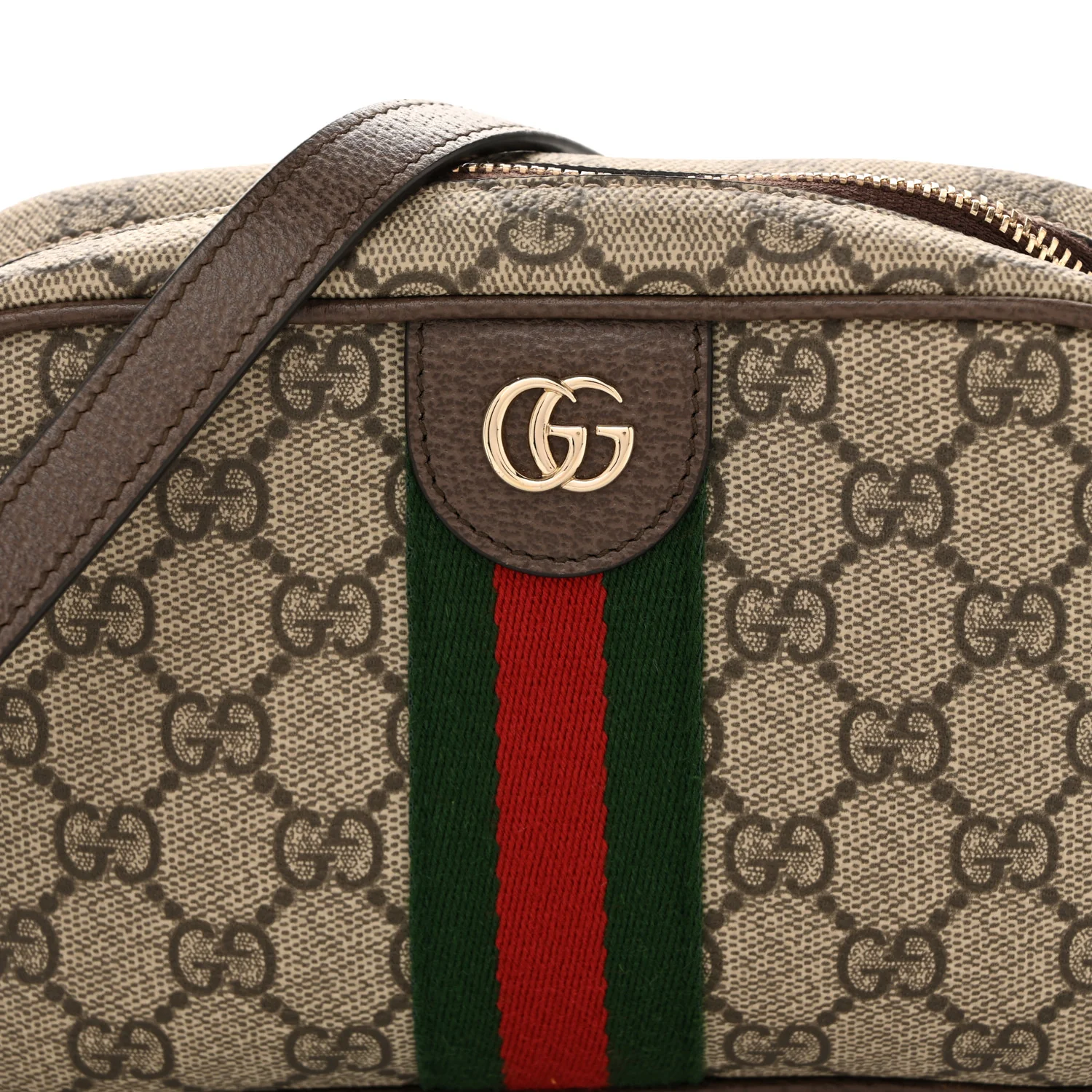 GG Supreme Monogram Web Small Ophidia Camera Bag Beige Dark Brown - Image 8