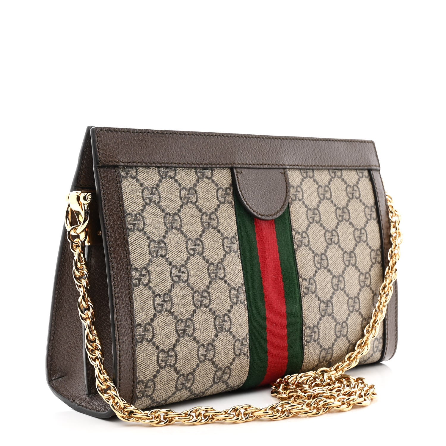 GG Supreme Monogram Web Small Ophidia Chain Shoulder Bag Brown - Image 3