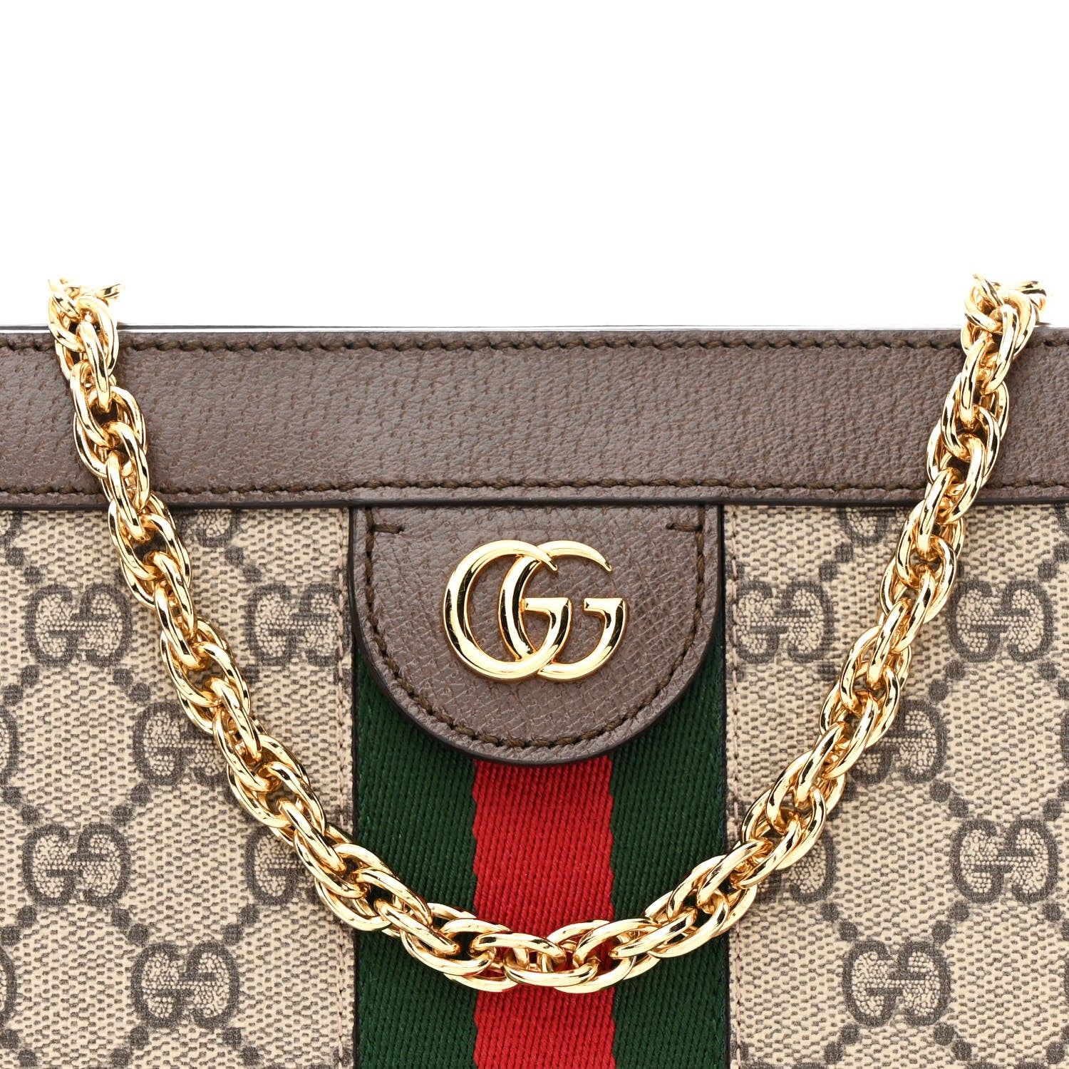 GG Supreme Monogram Web Small Ophidia Chain Shoulder Bag Brown - Image 9