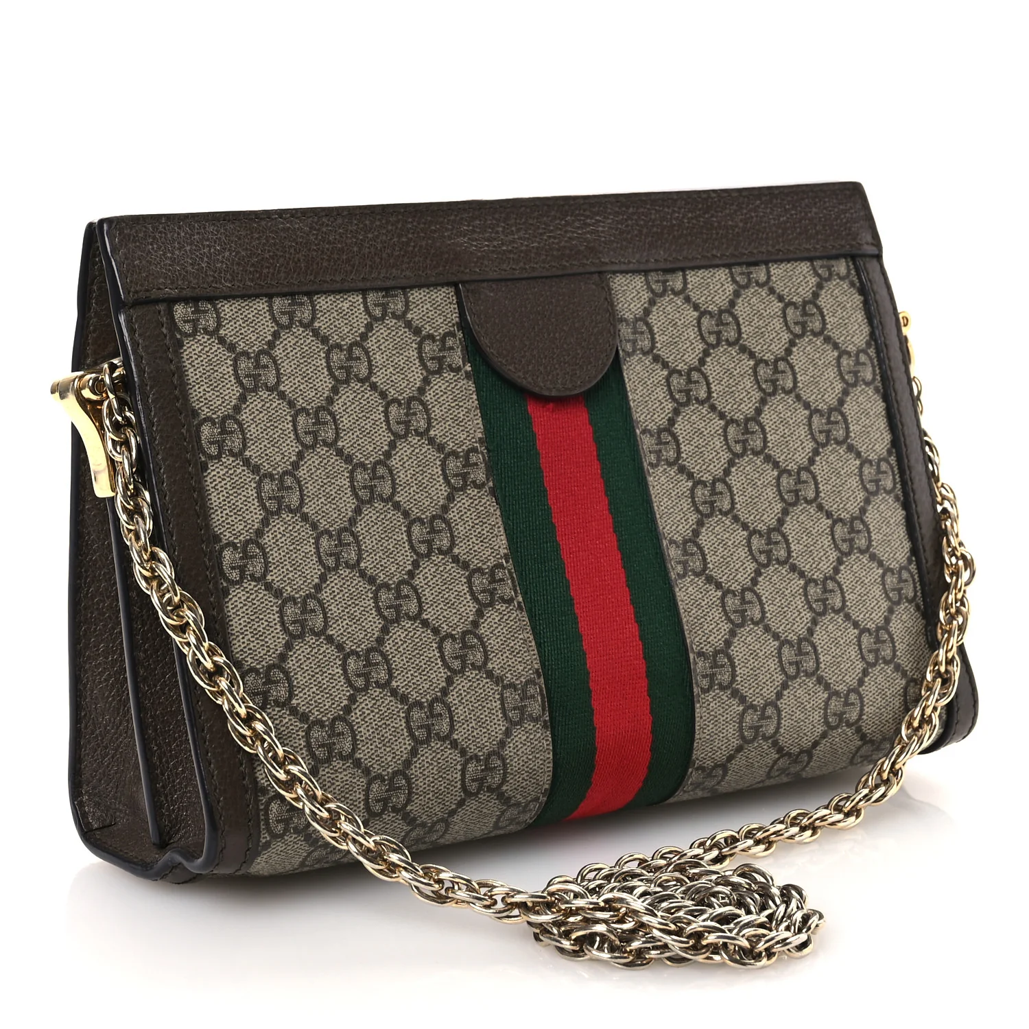 GG Supreme Monogram Web Small Ophidia Chain Shoulder Bag Brown - Image 3