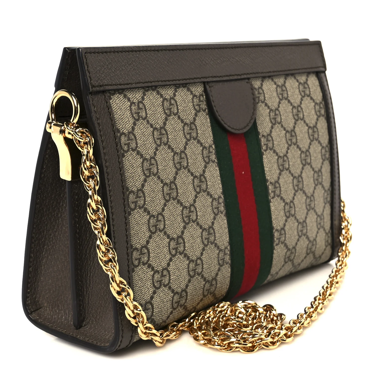 GG Supreme Monogram Web Small Ophidia Chain Shoulder Bag Brown - Image 3