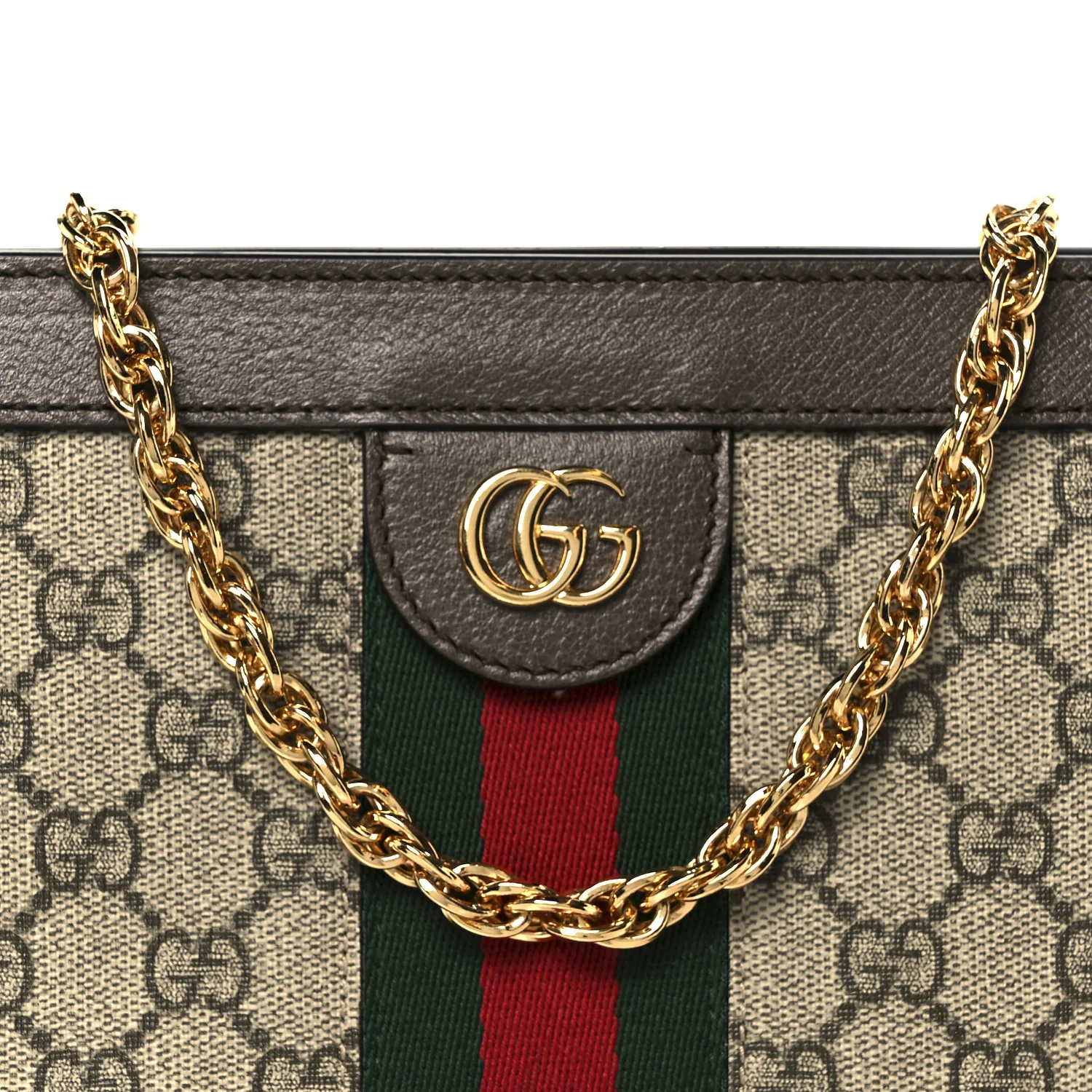GG Supreme Monogram Web Small Ophidia Chain Shoulder Bag Brown - Image 9