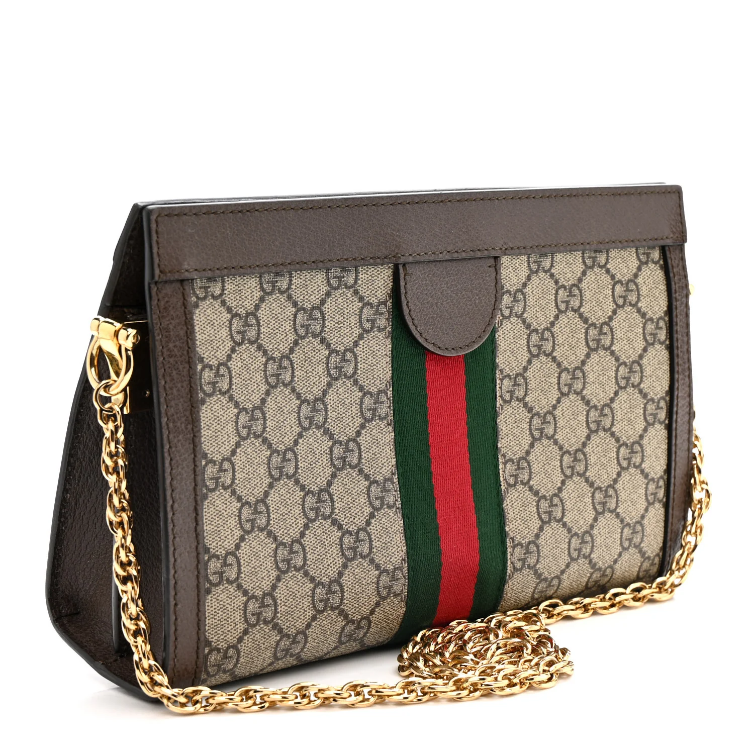 GG Supreme Monogram Web Small Ophidia Chain Shoulder Bag Brown - Image 3